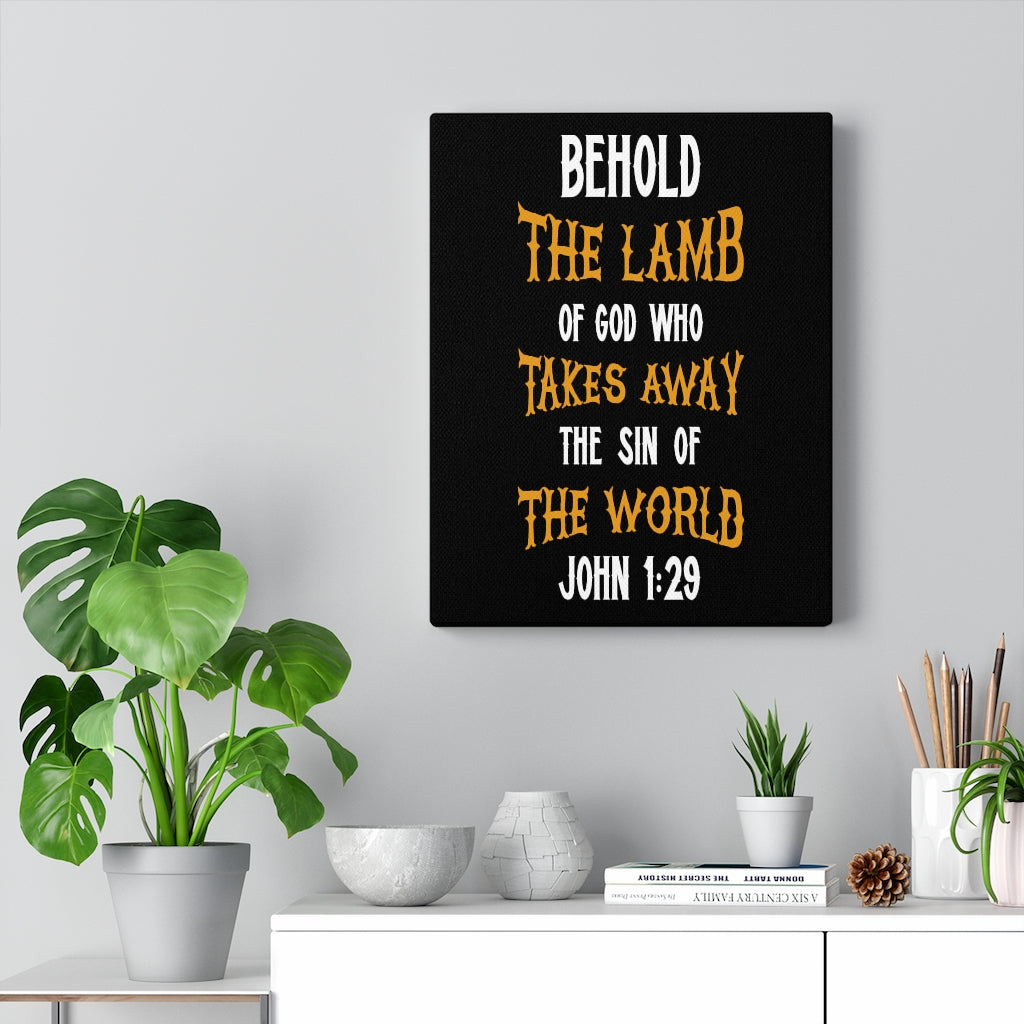 Scripture Walls Lamb of God John 1:29 Bible Verse Canvas Christian Wall Art Ready to Hang Unframed-Express Your Love Gifts