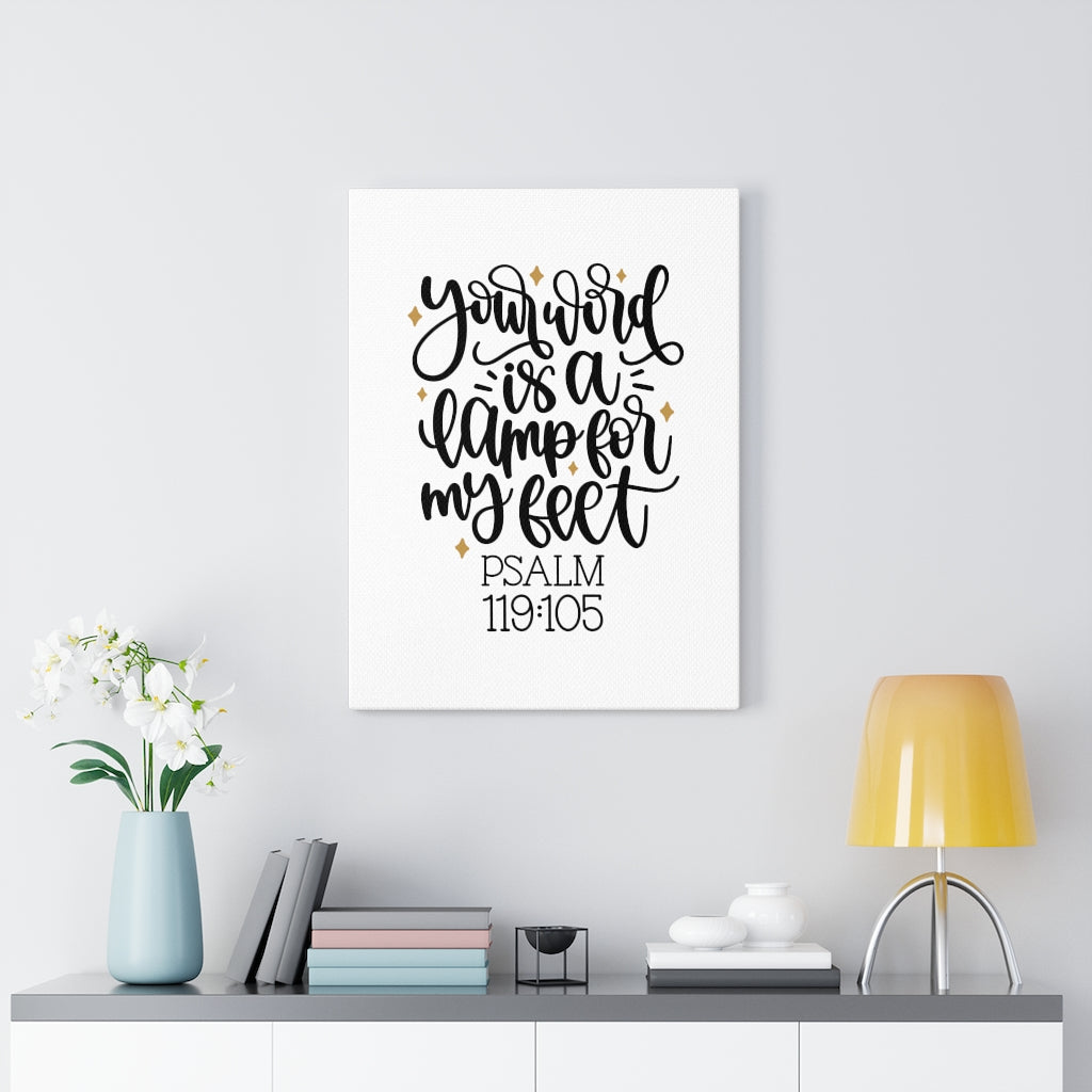 Scripture Walls Lamp For My Feet Psalm 119:105 Bible Verse Canvas Christian Wall Art Ready to Hang Unframed-Express Your Love Gifts
