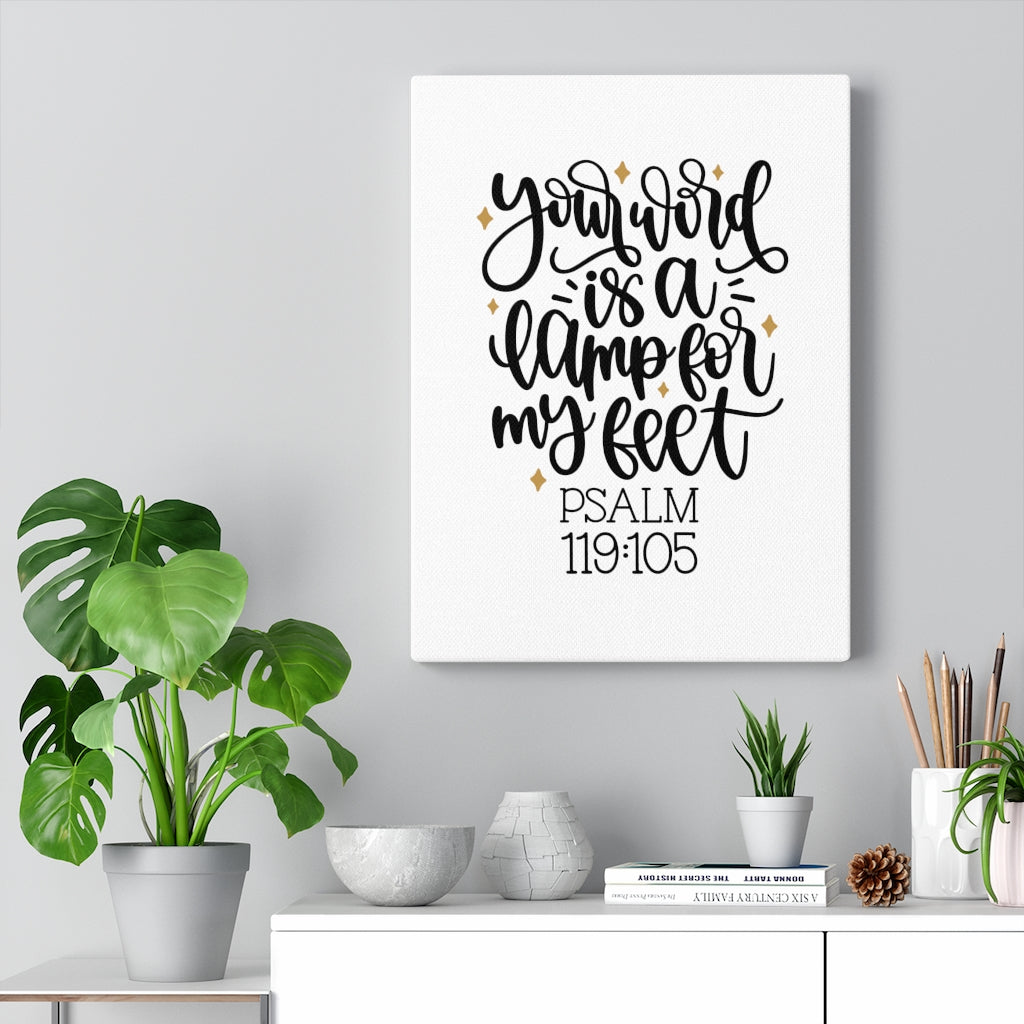 Scripture Walls Lamp For My Feet Psalm 119:105 Bible Verse Canvas Christian Wall Art Ready to Hang Unframed-Express Your Love Gifts