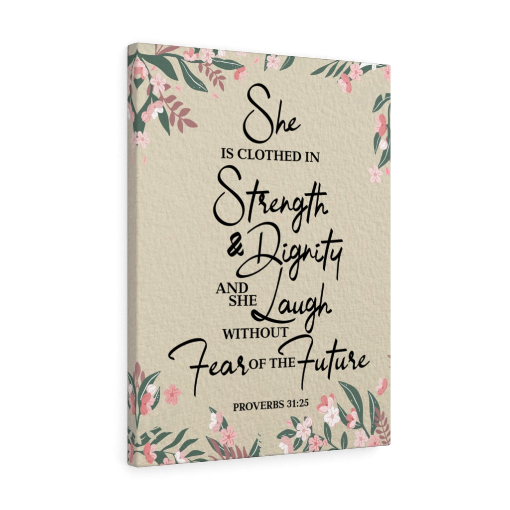 Scripture Walls Laugh Without Fear Proverbs 31:25 Bible Verse Canvas Christian Wall Art Ready to Hang Unframed-Express Your Love Gifts