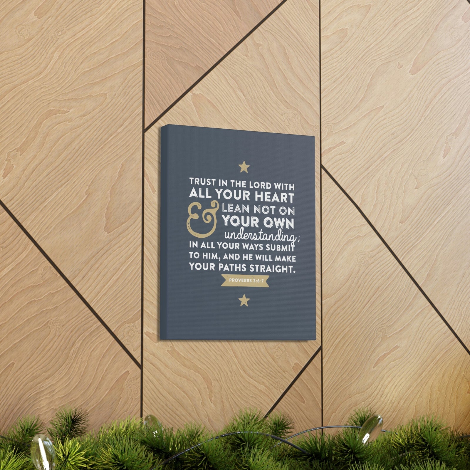 Scripture Walls Lean Not On Your Own Proverbs 3:6 Bible Verse Canvas Christian Wall Art Ready to Hang Unframed-Express Your Love Gifts