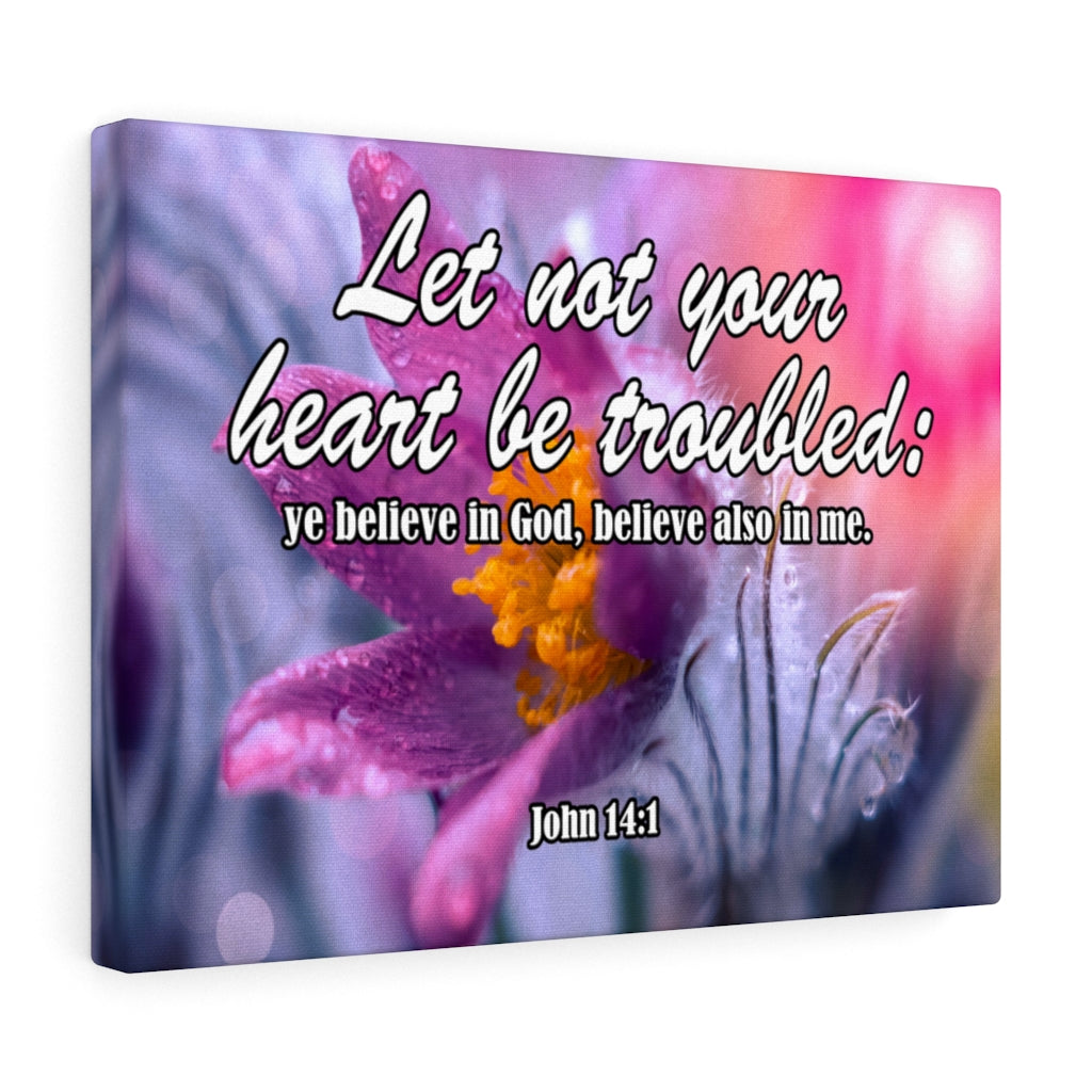 Scripture Walls Let Not Your Heart Be Troubled John 14:1 Bible Verse Canvas Christian Wall Art Ready to Hang Unframed-Express Your Love Gifts