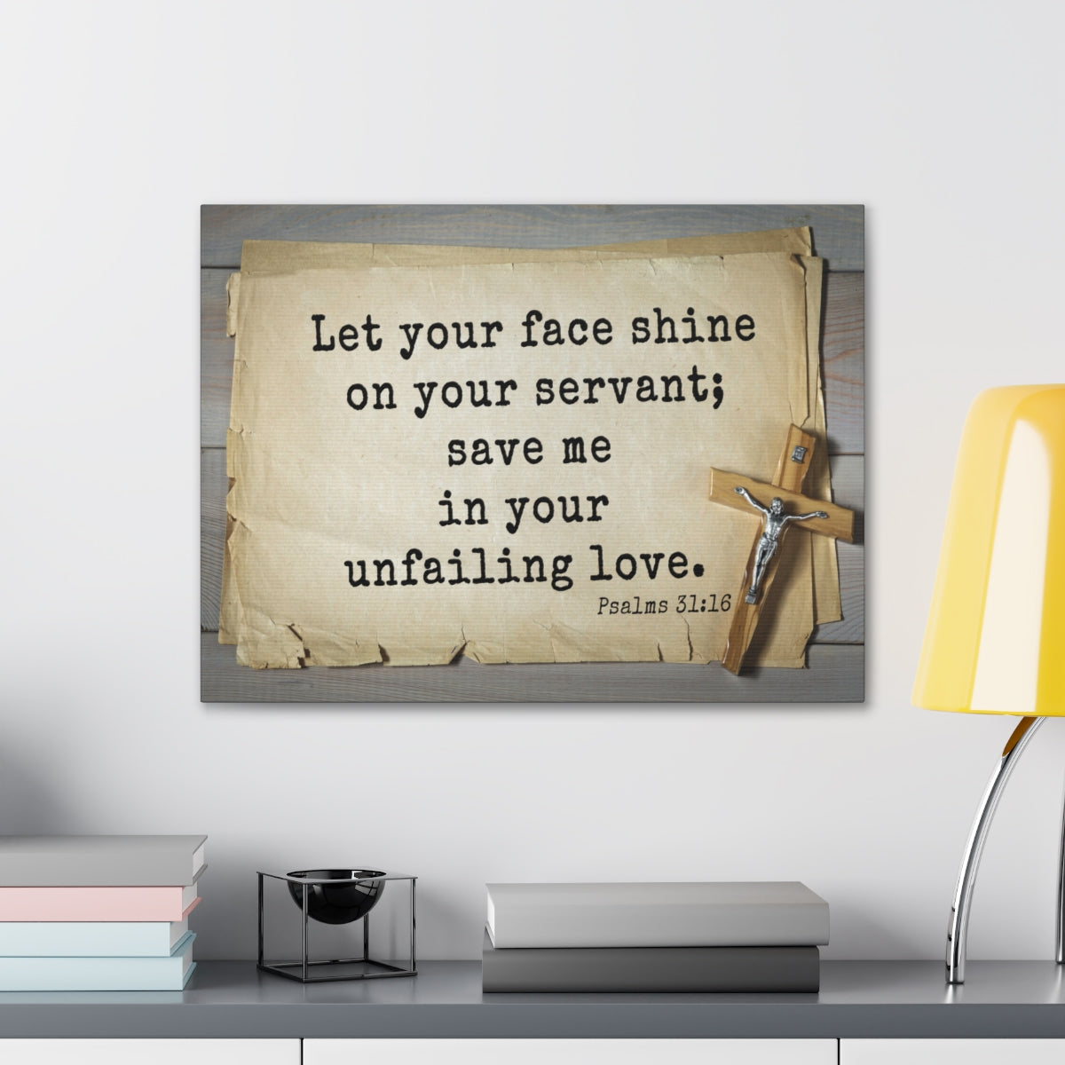 Scripture Walls Let Your Face Shine Psalm 31:16 Bible Verse Canvas Christian Wall Art Ready to Hang Unframed-Express Your Love Gifts