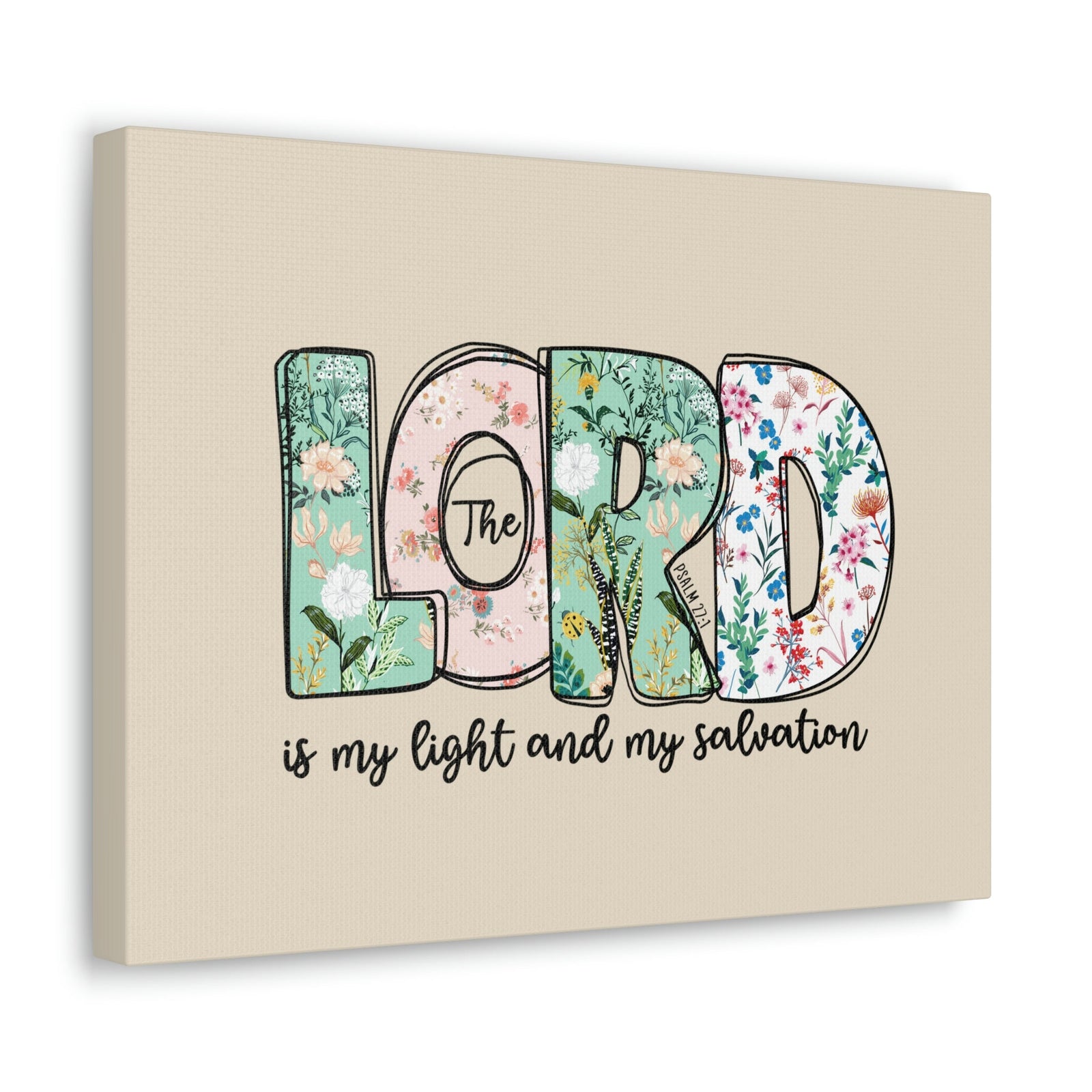 Scripture Walls Light And My Salvation Floral Psalm 27:1 Bible Verse Canvas Christian Wall Art Ready to Hang Unframed-Express Your Love Gifts