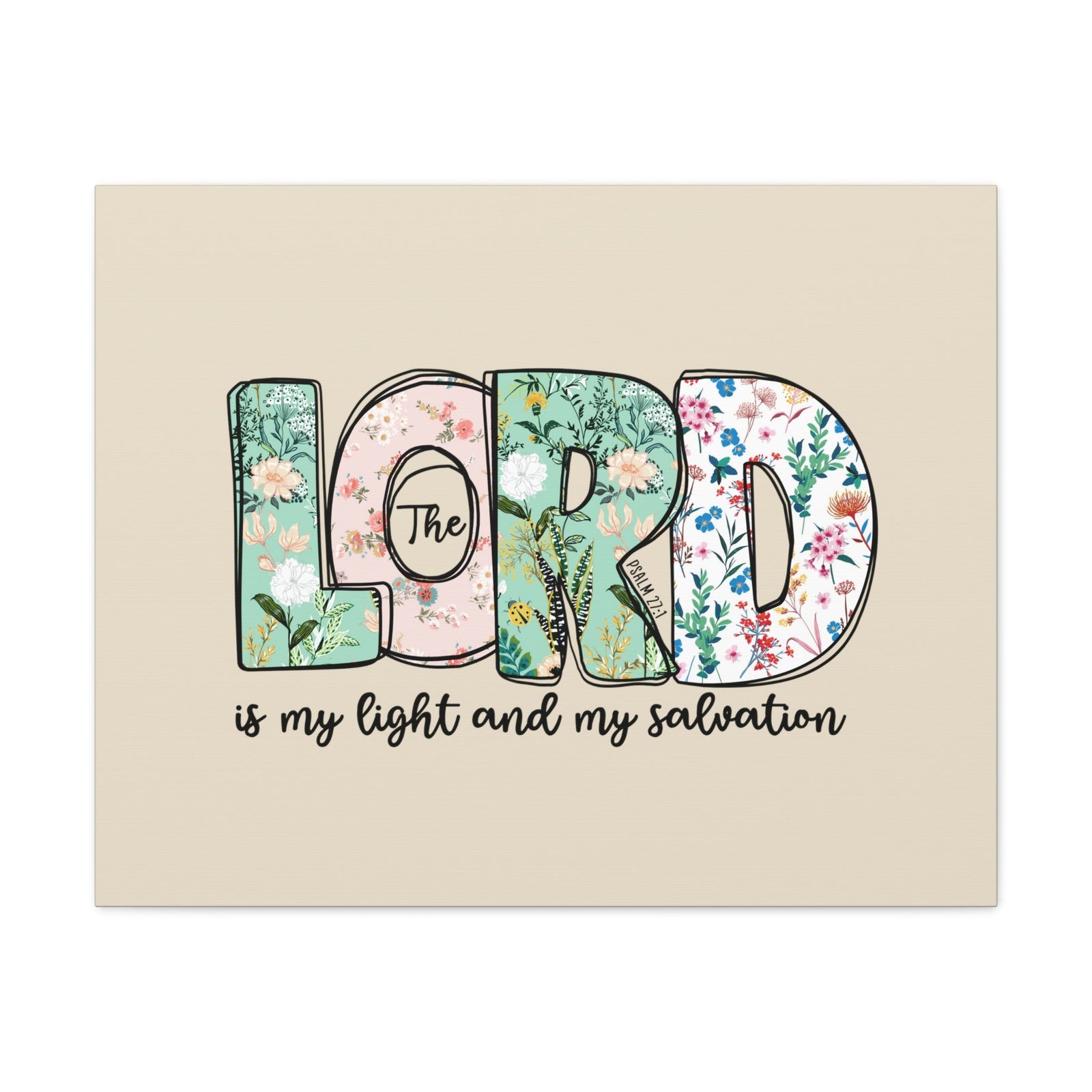 Scripture Walls Light And My Salvation Floral Psalm 27:1 Bible Verse Canvas Christian Wall Art Ready to Hang Unframed-Express Your Love Gifts