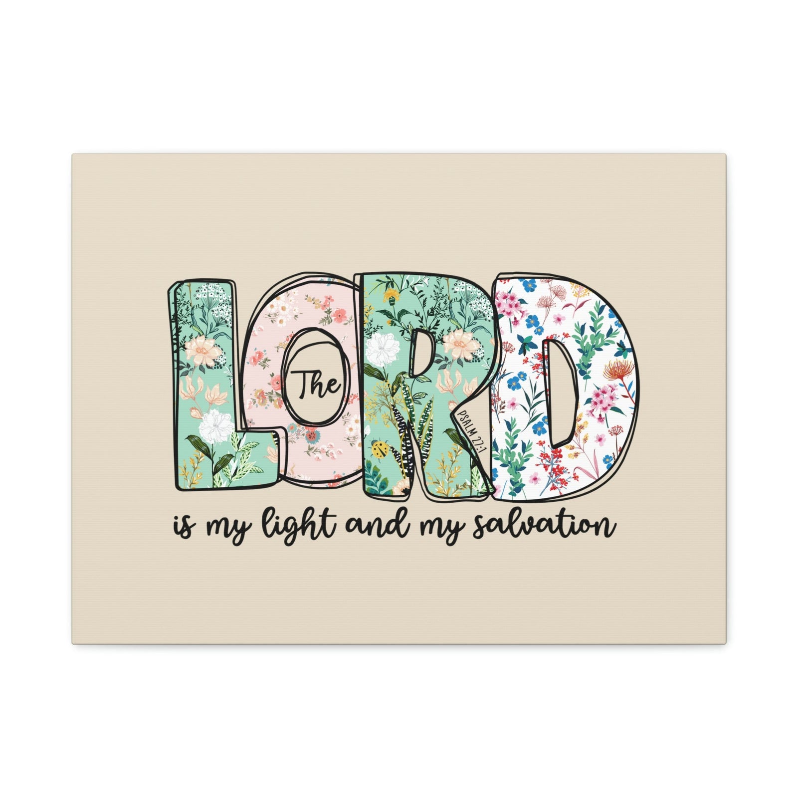 Scripture Walls Light And My Salvation Floral Psalm 27:1 Bible Verse Canvas Christian Wall Art Ready to Hang Unframed-Express Your Love Gifts