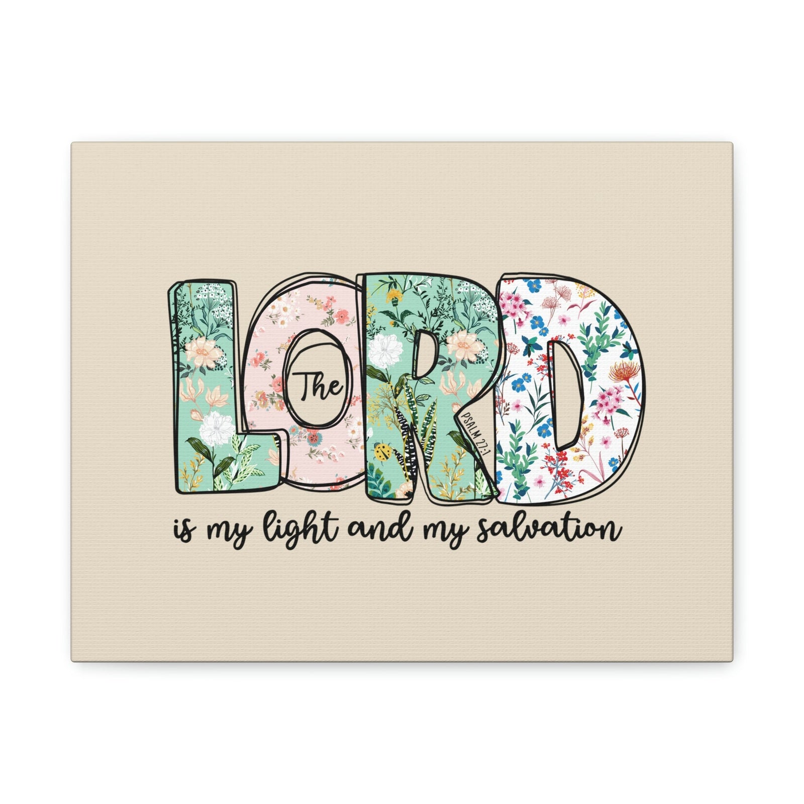 Scripture Walls Light And My Salvation Floral Psalm 27:1 Bible Verse Canvas Christian Wall Art Ready to Hang Unframed-Express Your Love Gifts