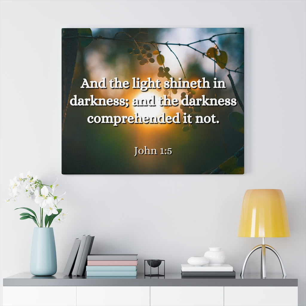 Scripture Walls Light Shineth John 1:5 Bible Verse Canvas Christian Wall Art Ready to Hang Unframed-Express Your Love Gifts