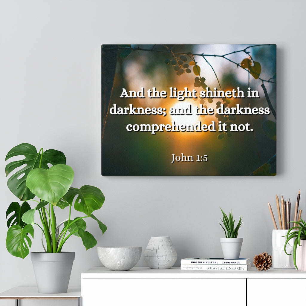 Scripture Walls Light Shineth John 1:5 Bible Verse Canvas Christian Wall Art Ready to Hang Unframed-Express Your Love Gifts