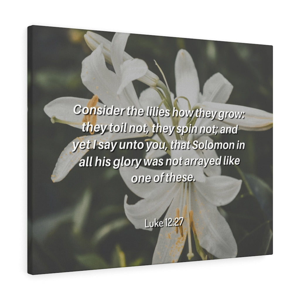 Scripture Walls Lilies Grow Luke 12:27 Bible Verse Canvas Christian Wall Art Ready to Hang Unframed-Express Your Love Gifts