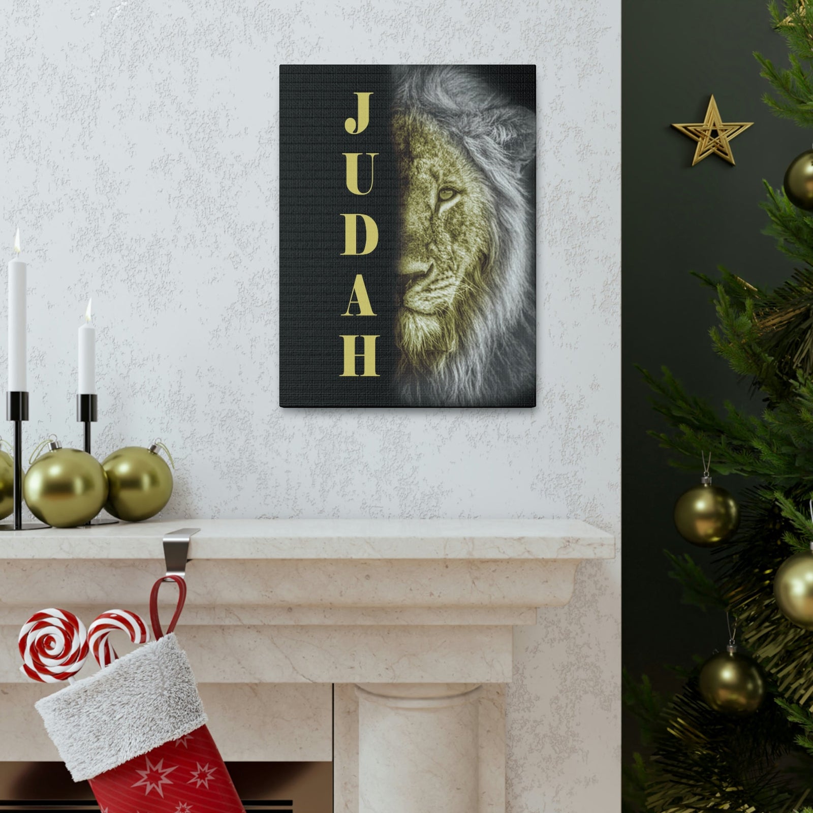 Scripture Walls Lion of Judah Half Face Revelation 5:5 Bible Verse Canvas Christian Wall Art Ready to Hang Unframed-Express Your Love Gifts