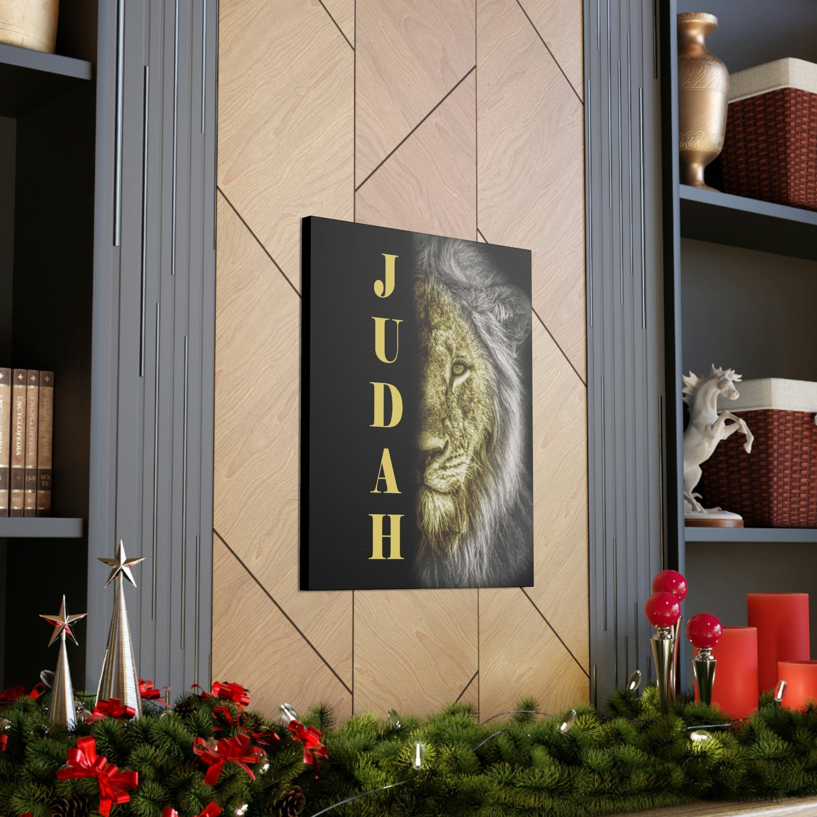 Scripture Walls Lion of Judah Half Face Revelation 5:5 Bible Verse Canvas Christian Wall Art Ready to Hang Unframed-Express Your Love Gifts