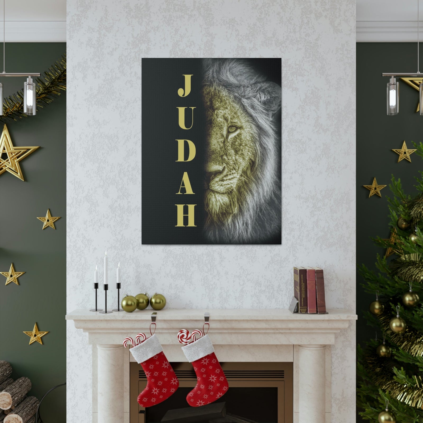 Scripture Walls Lion of Judah Half Face Revelation 5:5 Bible Verse Canvas Christian Wall Art Ready to Hang Unframed-Express Your Love Gifts