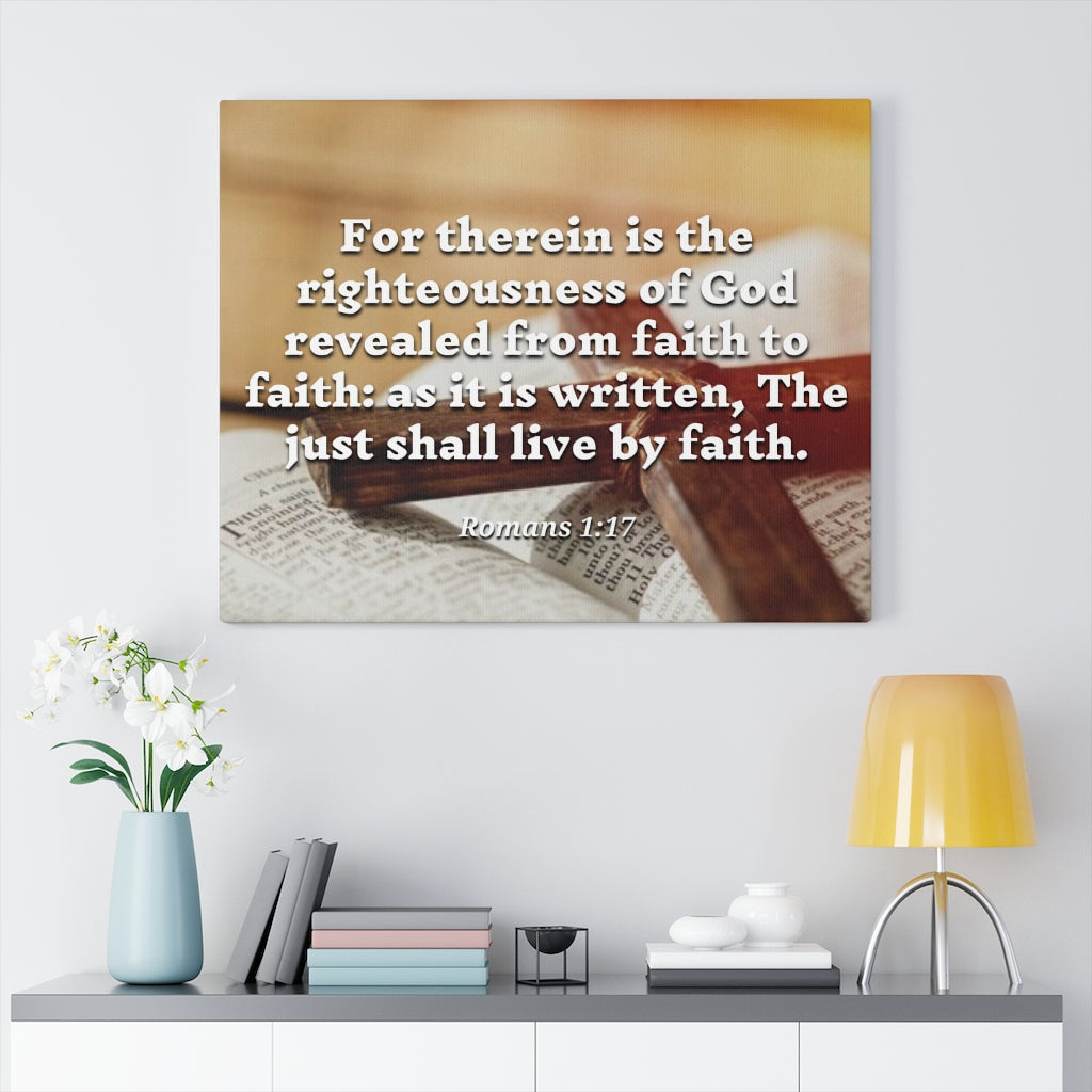 Scripture Walls Live By Faith Romans 1:17 Bible Verse Canvas Christian Wall Art Ready to Hang Unframed-Express Your Love Gifts