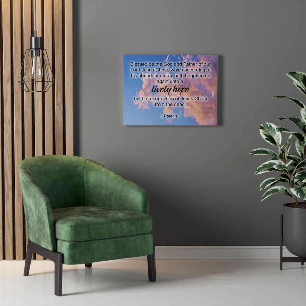 Scripture Walls Lively Hope 1 Peter 1:3 Bible Verse Canvas Christian Wall Art Ready to Hang Unframed-Express Your Love Gifts