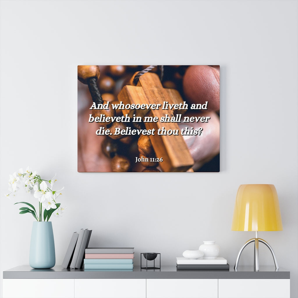 Scripture Walls Liveth And Believeth John 11:26 Bible Verse Canvas Christian Wall Art Ready to Hang Unframed-Express Your Love Gifts