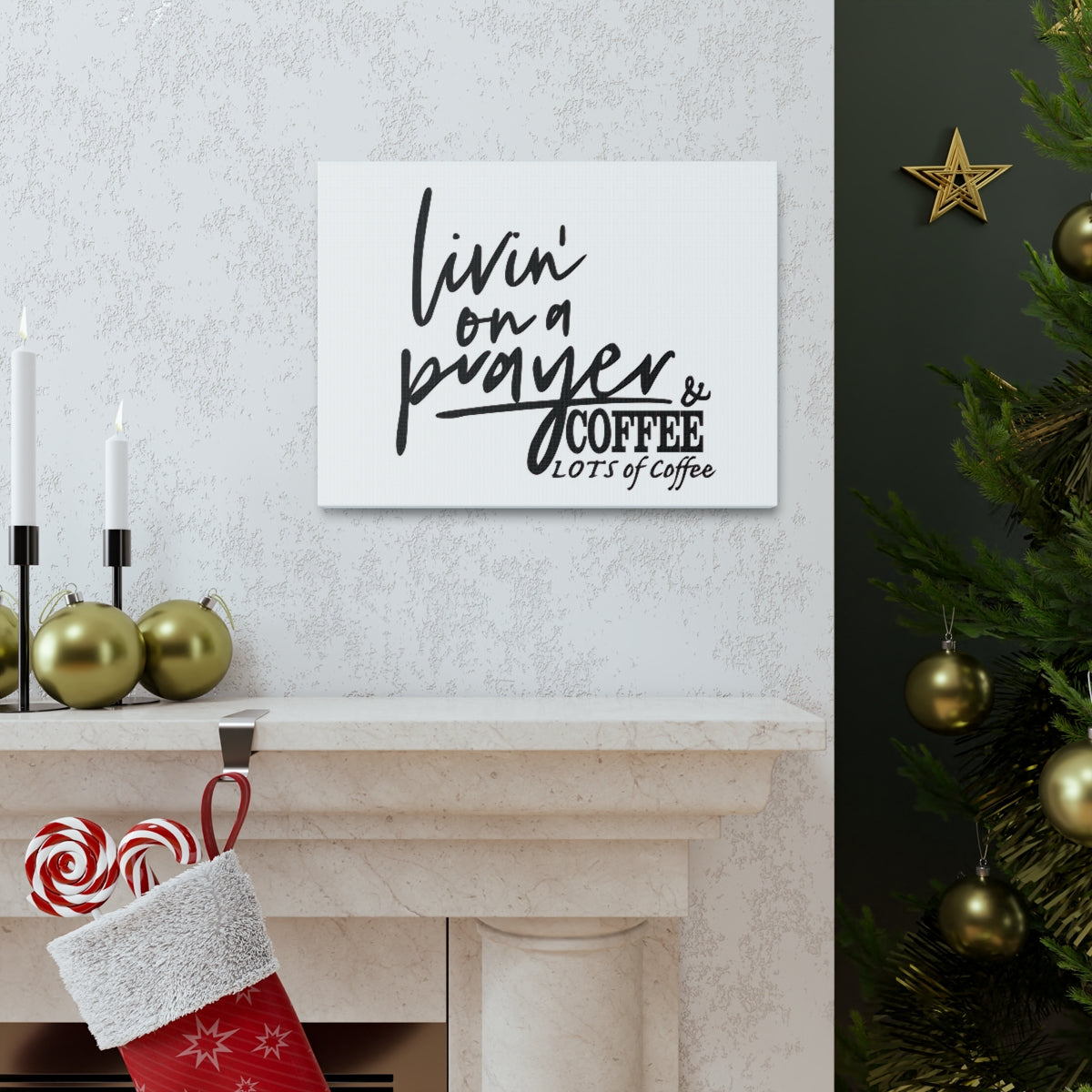 Scripture Walls Livin On A Prayer & Coffee Colossians 4:2 Christian Wall Art Print Ready to Hang Unframed-Express Your Love Gifts