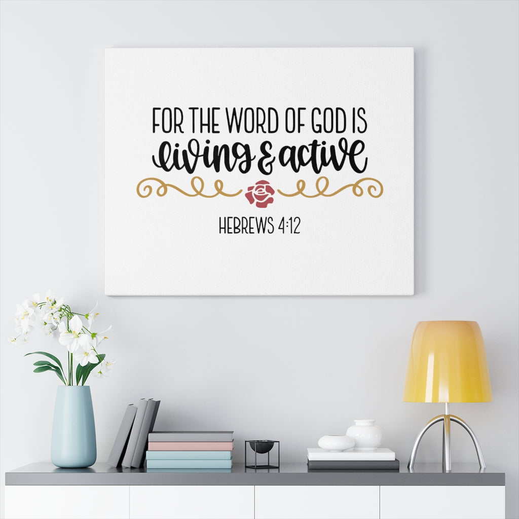 Scripture Walls Living & Active Hebrews 4:12 Bible Verse Canvas Christian Wall Art Ready to Hang Unframed-Express Your Love Gifts