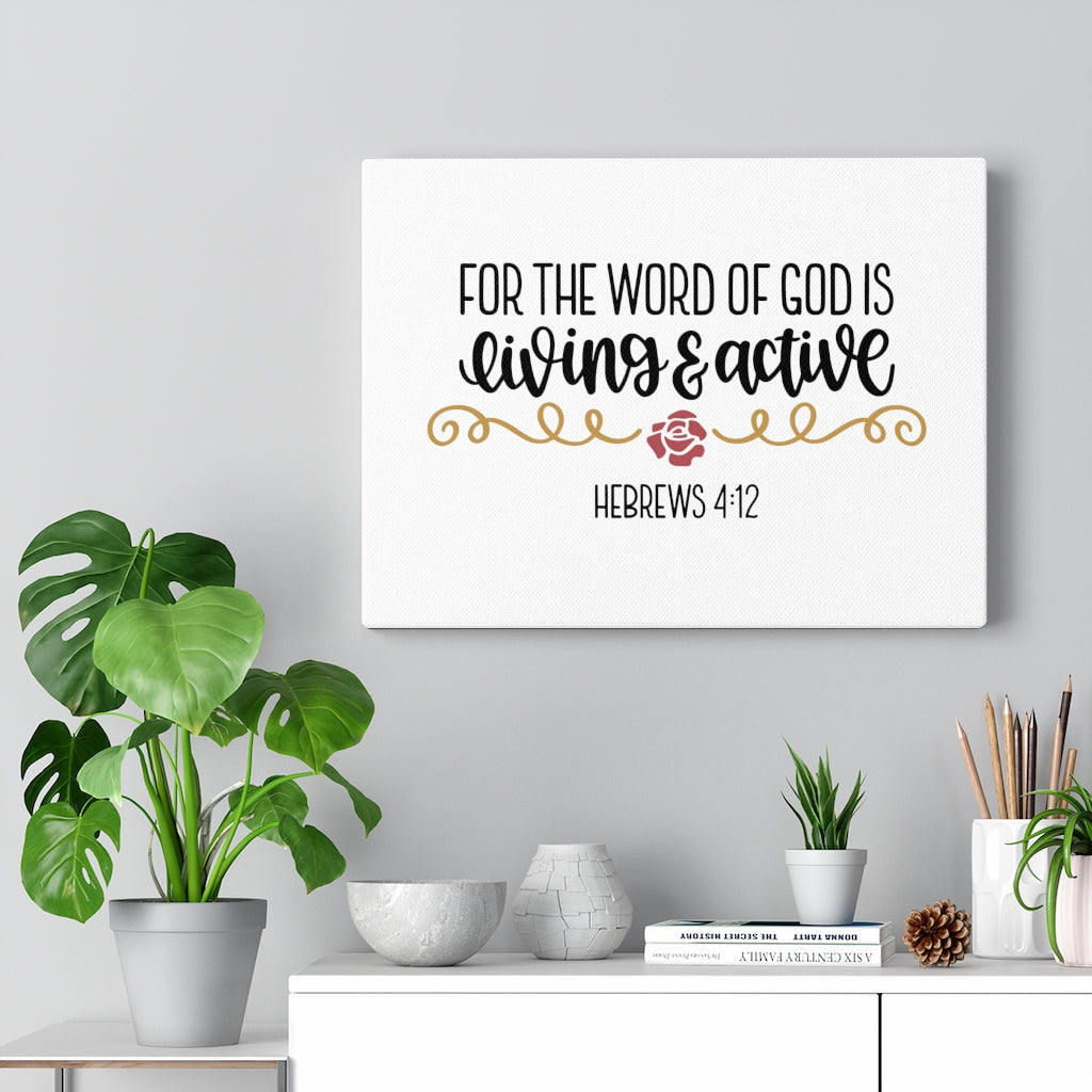 Scripture Walls Living & Active Hebrews 4:12 Bible Verse Canvas Christian Wall Art Ready to Hang Unframed-Express Your Love Gifts