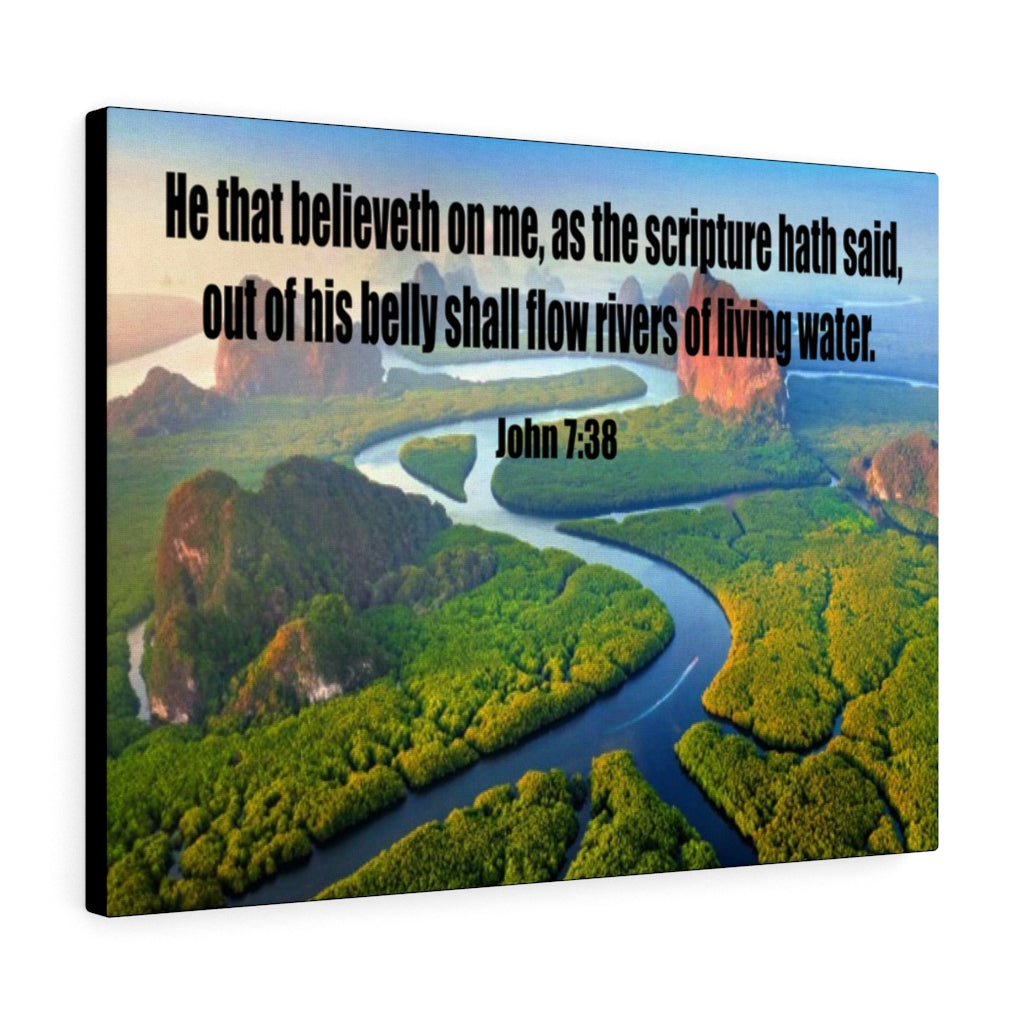 Scripture Walls Living Water John 7:38 Bible Verse Canvas Christian Wall Art Ready to Hang Unframed-Express Your Love Gifts
