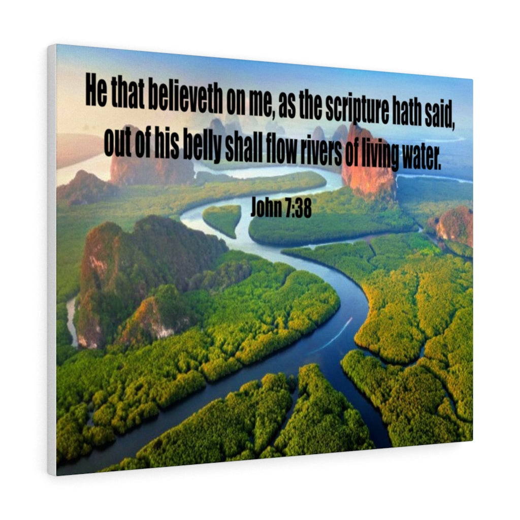 Scripture Walls Living Water John 7:38 Bible Verse Canvas Christian Wall Art Ready to Hang Unframed-Express Your Love Gifts