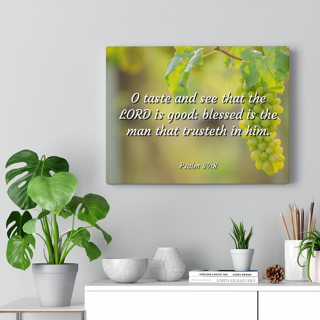 Scripture Walls Lord Is Good Psalm 34:8 Bible Verse Canvas Christian Wall Art Ready to Hang Unframed-Express Your Love Gifts