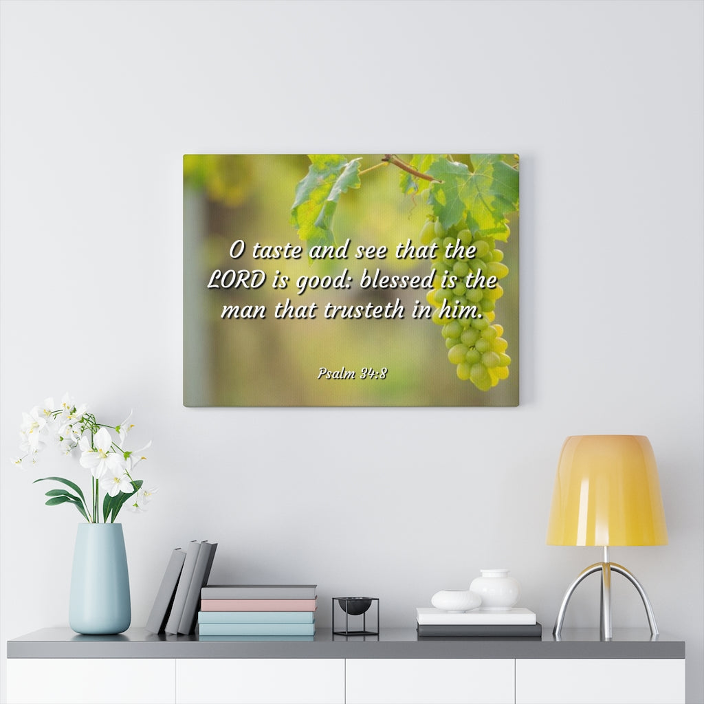 Scripture Walls Lord Is Good Psalm 34:8 Bible Verse Canvas Christian Wall Art Ready to Hang Unframed-Express Your Love Gifts
