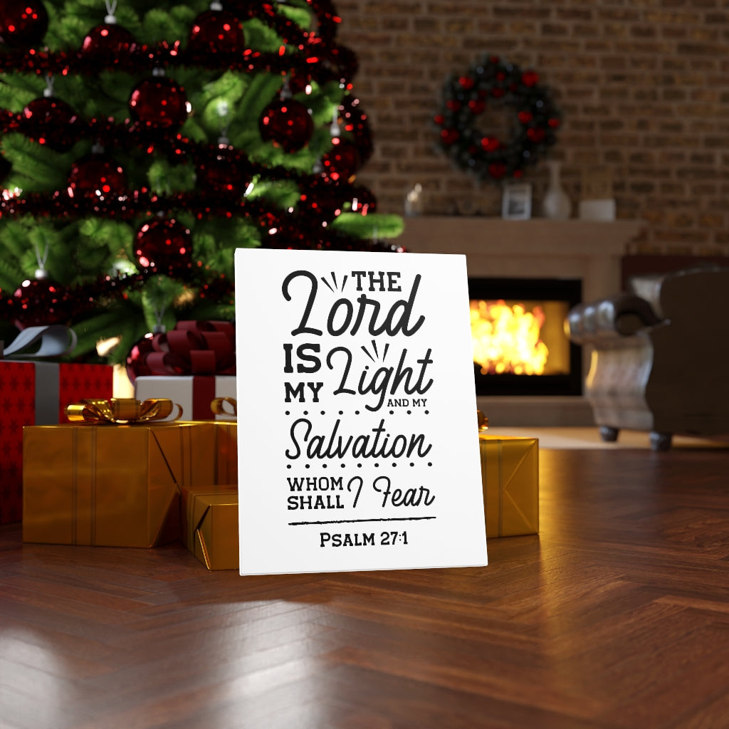 Scripture Walls Lord Is My Light Psalm 27:1 White Bible Verse Canvas Christian Wall Art Ready to Hang Unframed-Express Your Love Gifts
