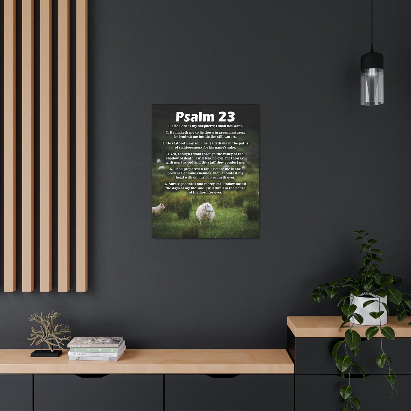 Scripture Walls Lord is My Shepherd Psalm 23 Green Christian Wall Art Bible Verse Print Ready to Hang Unframed-Express Your Love Gifts