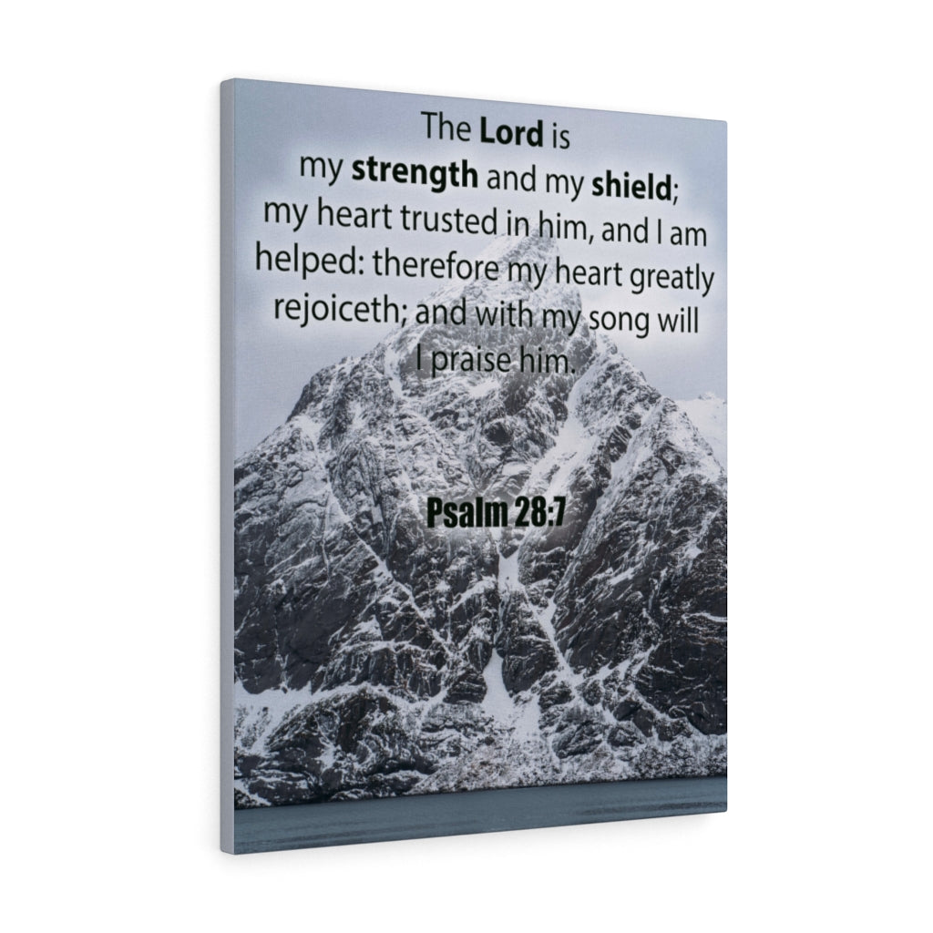 Scripture Walls Lord is My Strength and Shield Psalm 28:7 Bible Verse Canvas Christian Wall Art Ready to Hang Unframed-Express Your Love Gifts