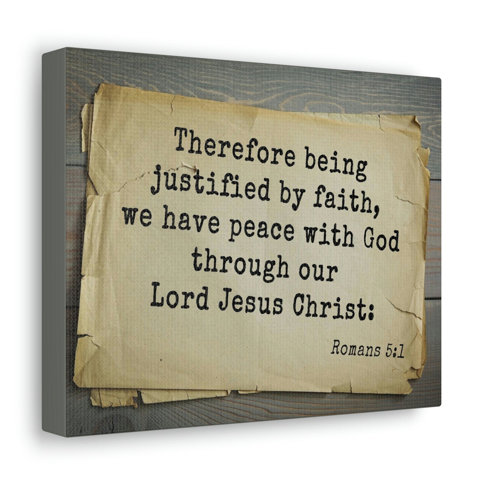 Scripture Walls Lord Jesus Christ Romans 5:1 Bible Verse Canvas Christian Wall Art Bible Verse Print Ready To Hang Unframed-Express Your Love Gifts