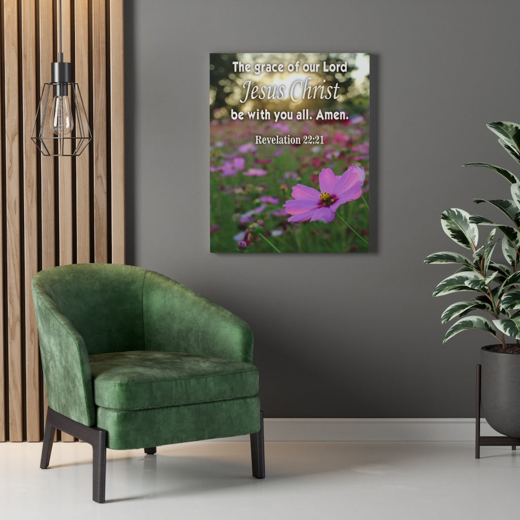 Scripture Walls Lord's Grace Revelation 22:21 Bible Verse Canvas Christian Wall Art Ready to Hang Unframed-Express Your Love Gifts