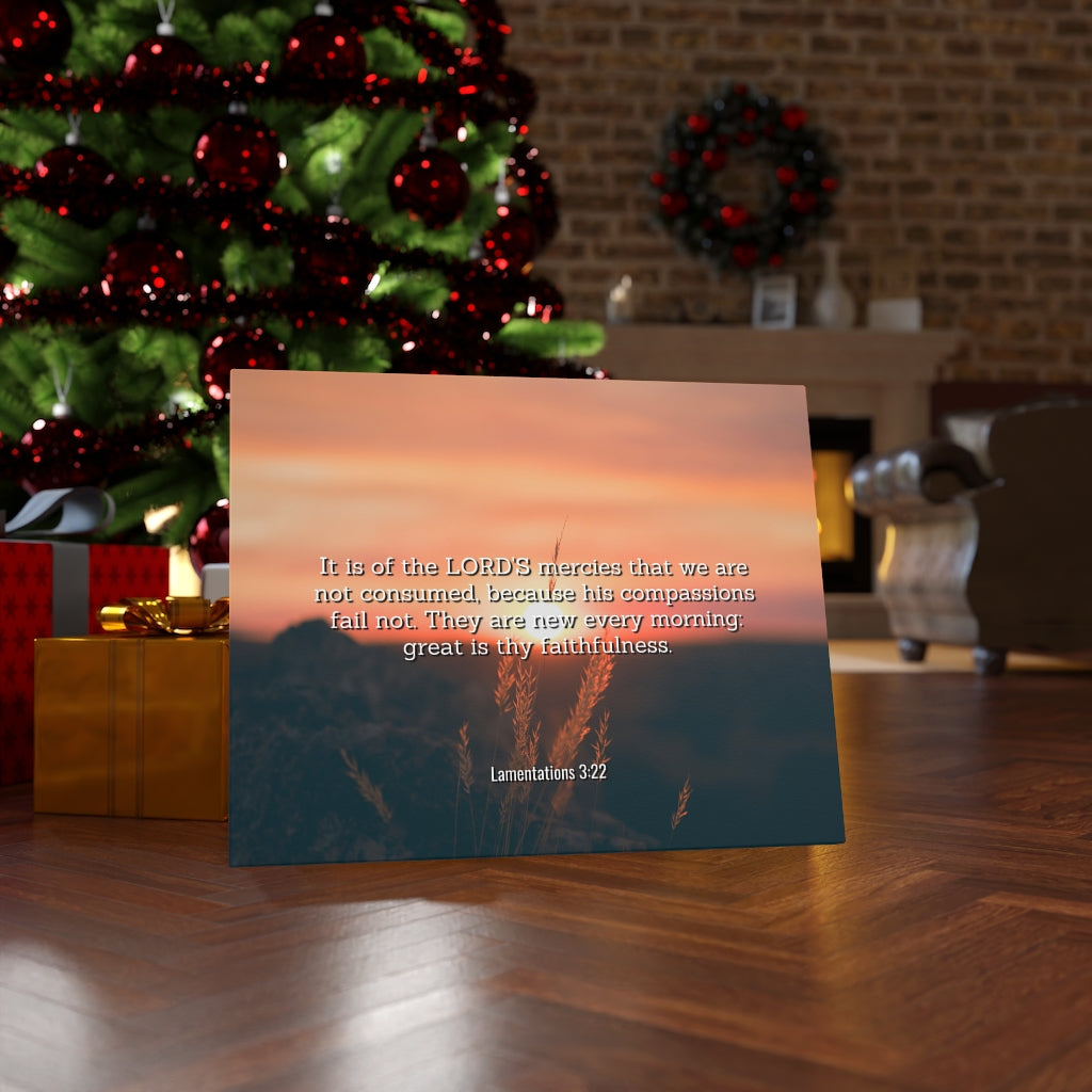 Scripture Walls Lord's Mercy Lamentations 3:22 Bible Verse Canvas Christian Wall Art Ready to Hang Unframed-Express Your Love Gifts