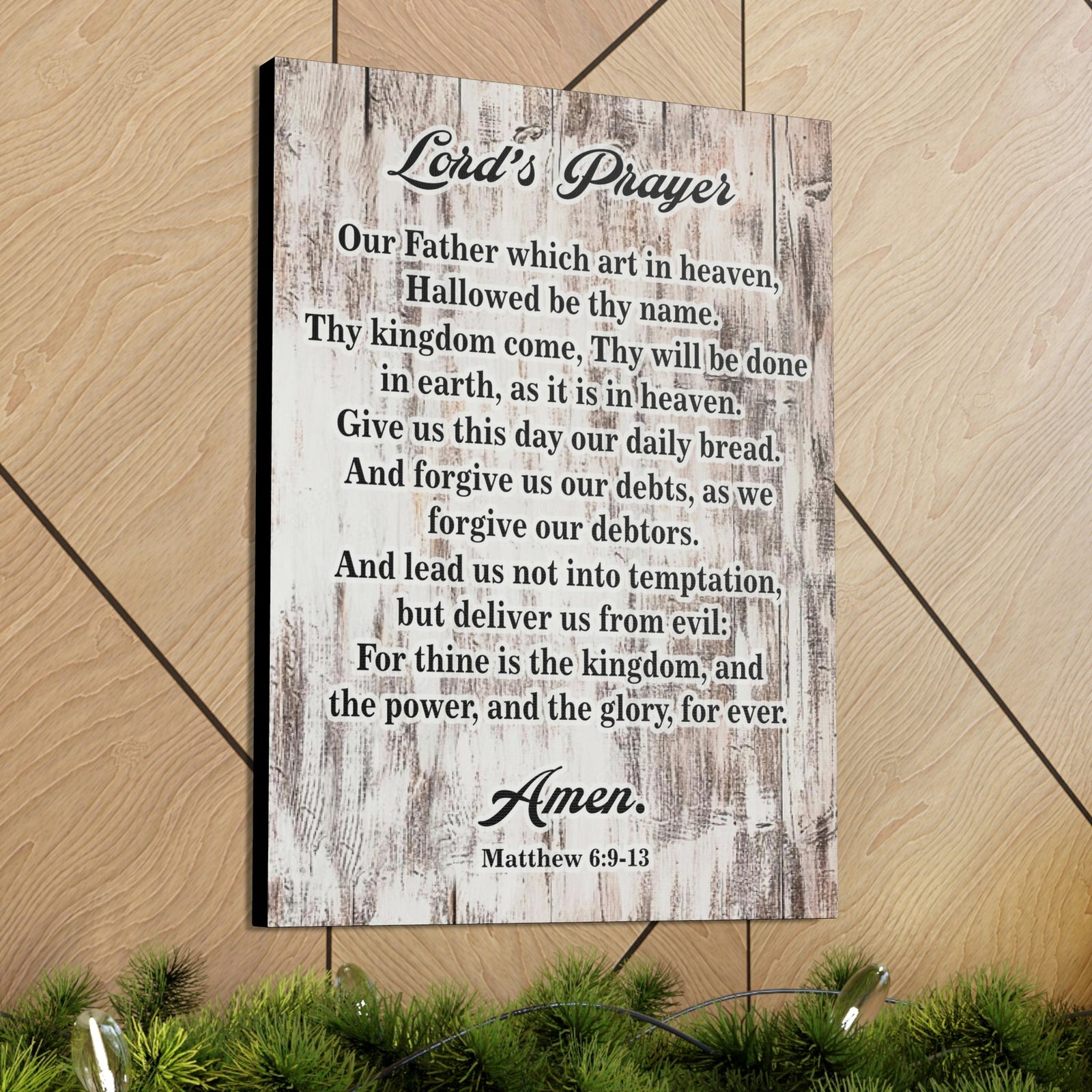 Scripture Walls Lords Prayer Matthew 6:9-13 Brown Bible Verse Canvas Christian Wall Art Ready to Hang Unframed-Express Your Love Gifts