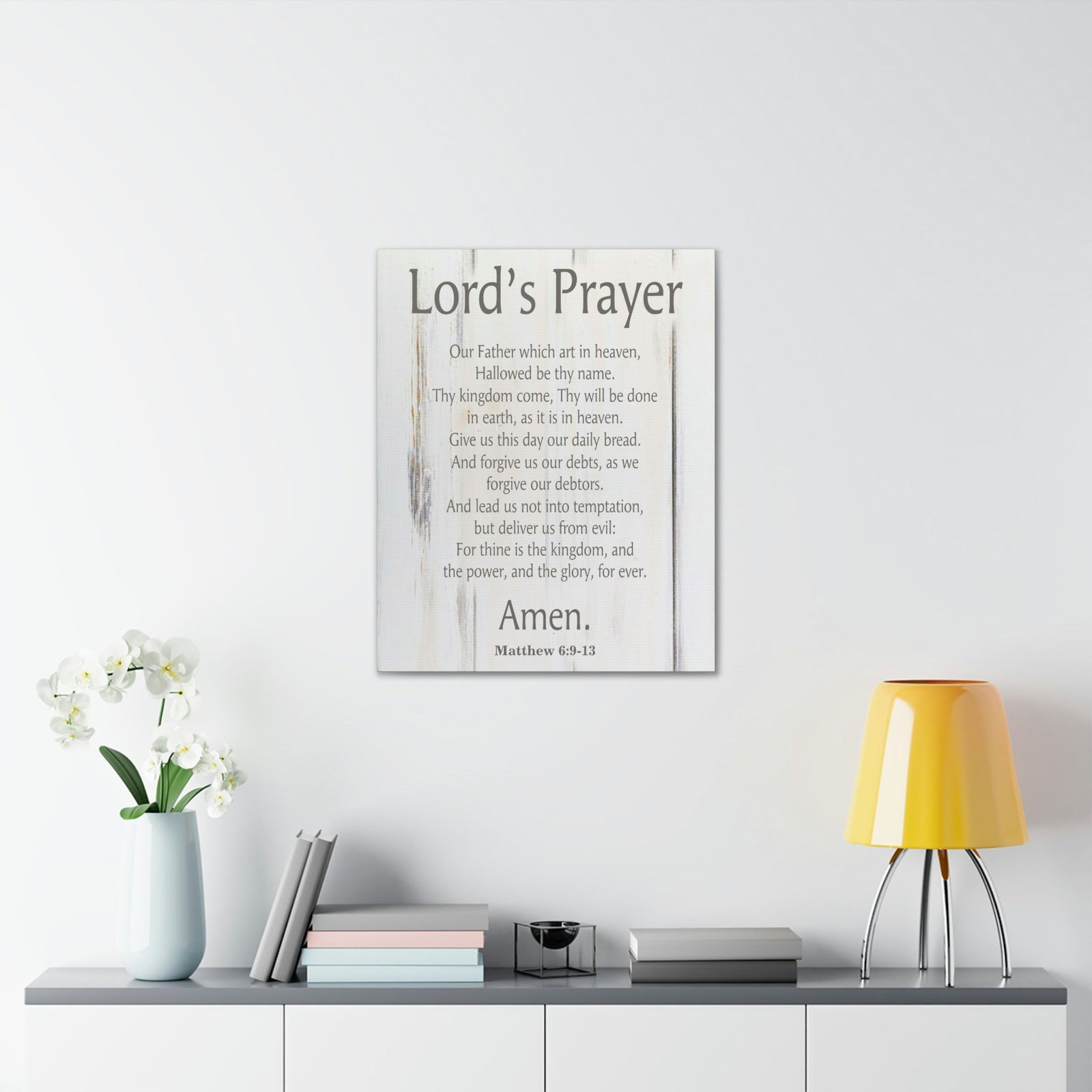Scripture Walls Lords Prayer Matthew 6:9-13 White Wood Christian Wall Art Print Ready to Hang Unframed-Express Your Love Gifts