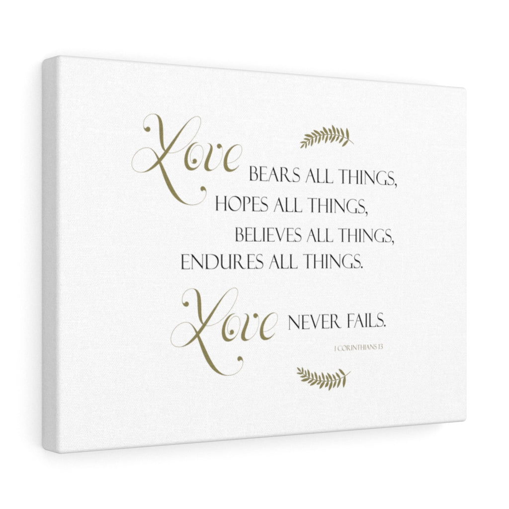 Scripture Walls Love Bears All Things 1 Corinthians 13 Bible Verse Canvas Christian Wall Art Ready to Hang Unframed-Express Your Love Gifts