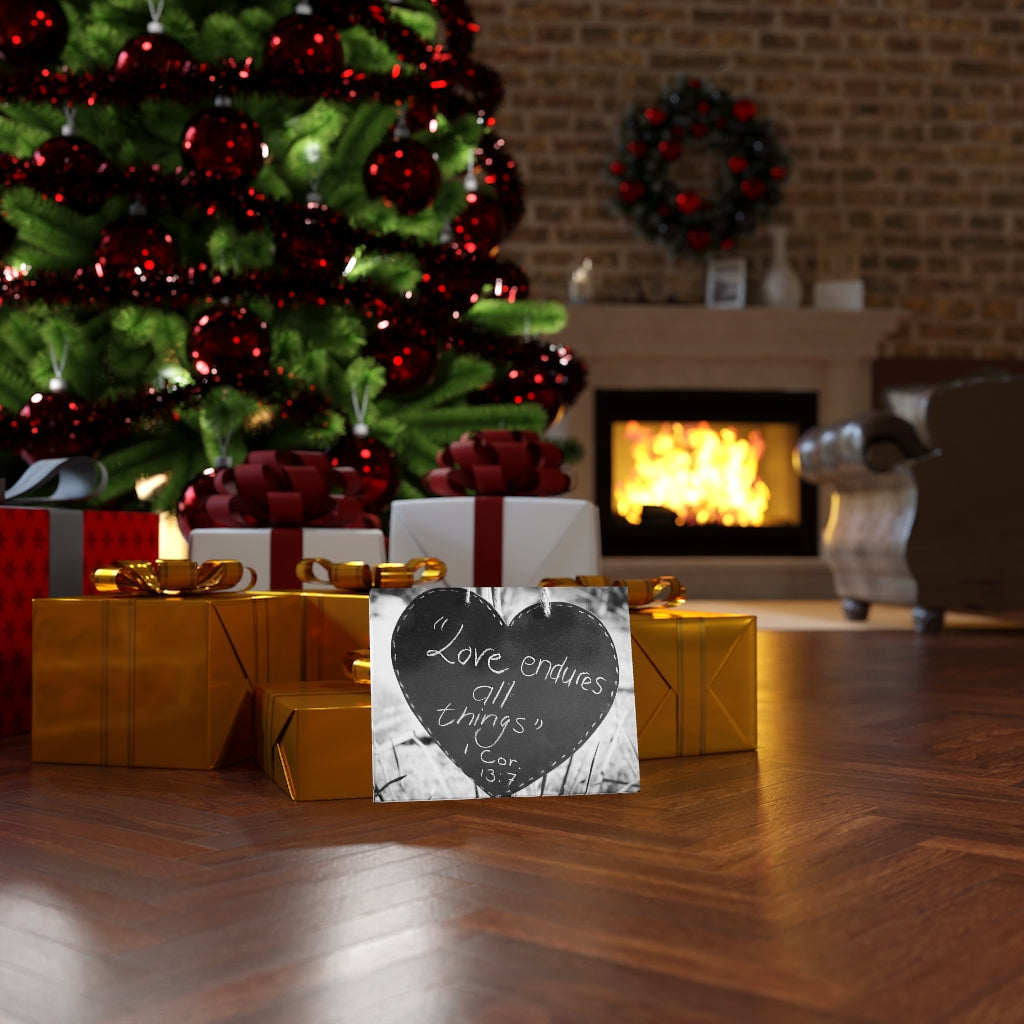 Scripture Walls Love Endures 1 Cor 13:7 Bible Verse Canvas Christian Wall Art Ready to Hang Unframed-Express Your Love Gifts