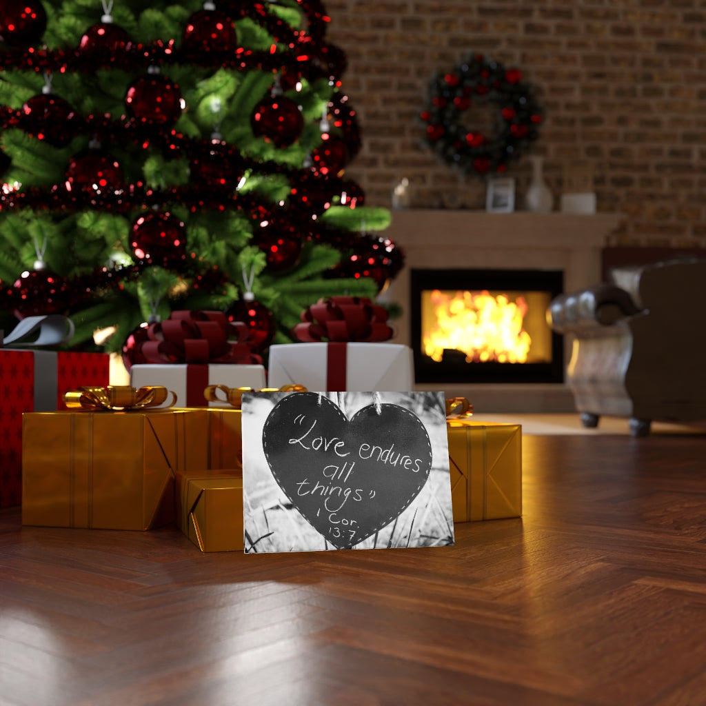 Scripture Walls Love Endures 1 Cor 13:7 Bible Verse Canvas Christian Wall Art Ready to Hang Unframed-Express Your Love Gifts