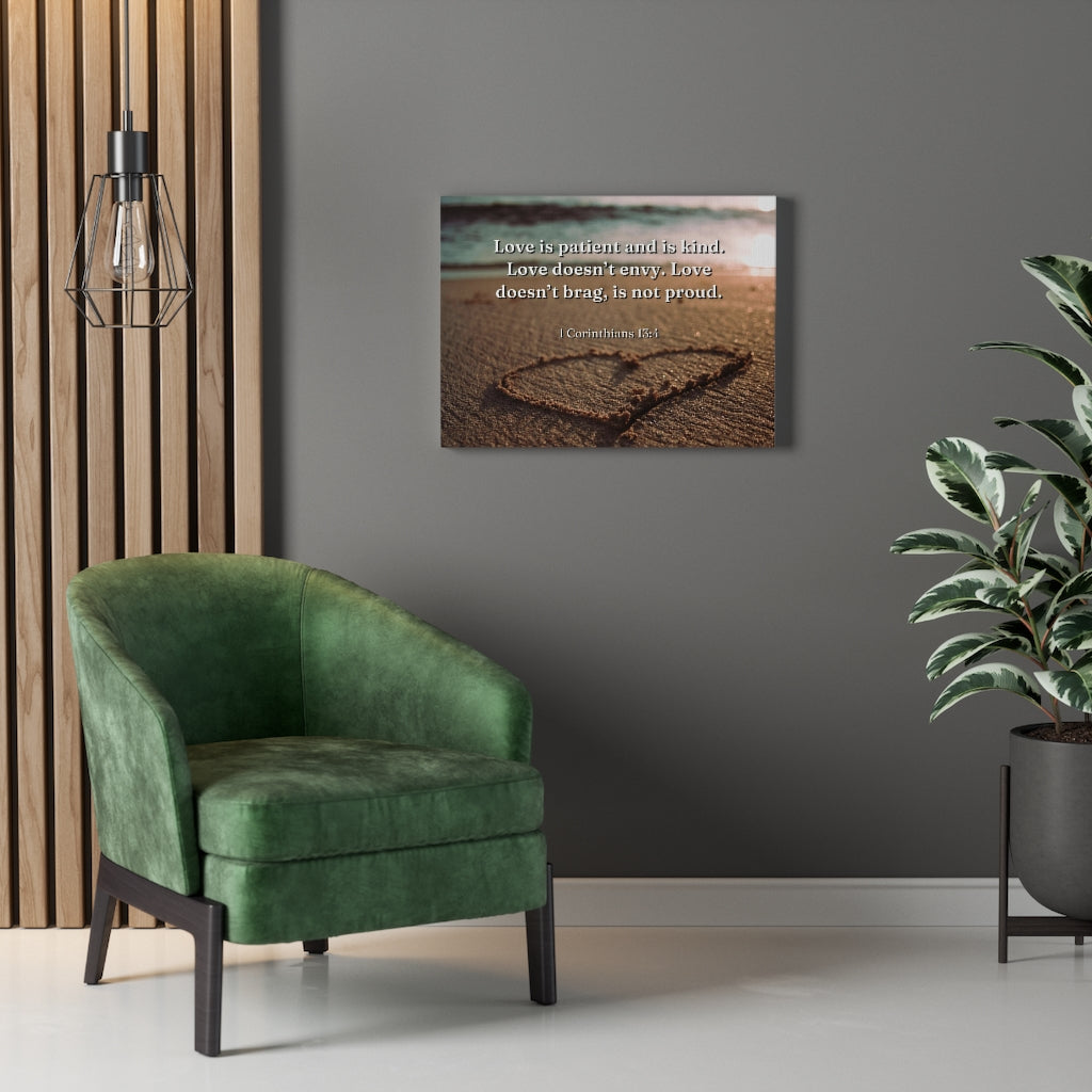 Scripture Walls Love Is... 1 Corinthians 13:4 Bible Verse Canvas Christian Wall Art Ready to Hang Unframed-Express Your Love Gifts