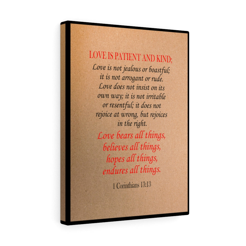 Scripture Walls Love is First Corinthians 13:13 Bible Verse Canvas Christian Wall Art Ready to Hang Unframed-Express Your Love Gifts