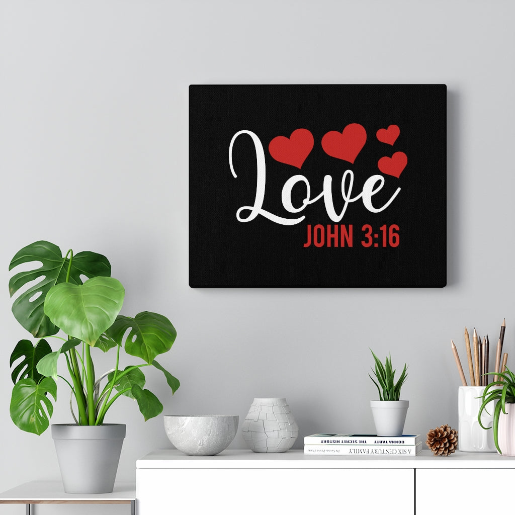 Scripture Walls Love John 3:16 Red Hearts Bible Verse Canvas Christian Wall Art Ready to Hang Unframed-Express Your Love Gifts