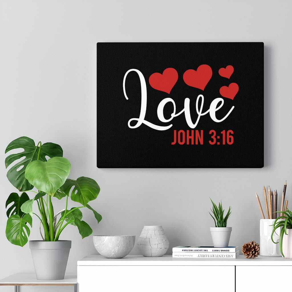 Scripture Walls Love John 3:16 Red Hearts Bible Verse Canvas Christian Wall Art Ready to Hang Unframed-Express Your Love Gifts