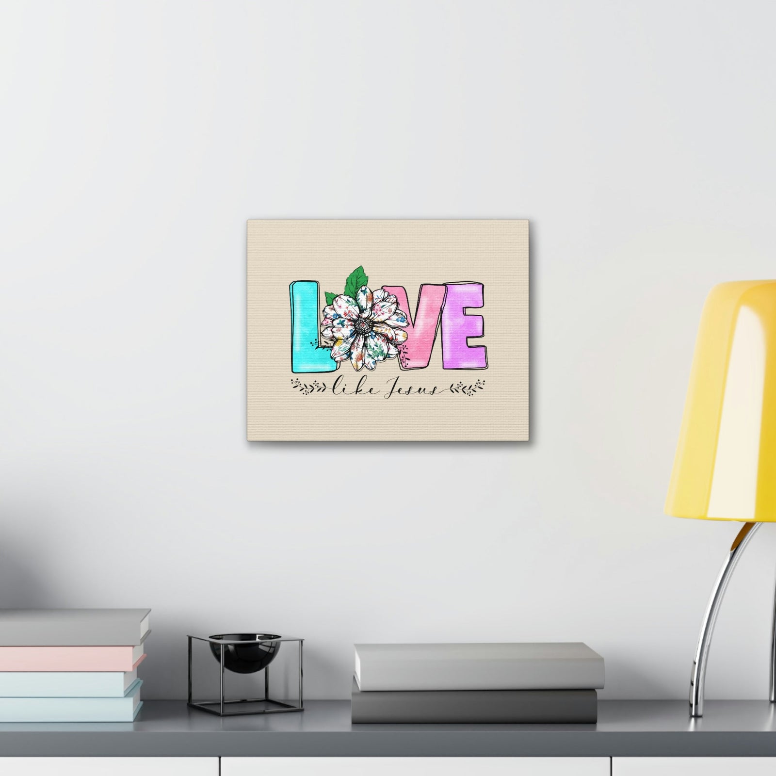 Scripture Walls Love Like Jesus Flower John 15:12 Bible Verse Canvas Christian Wall Art Ready to Hang Unframed-Express Your Love Gifts