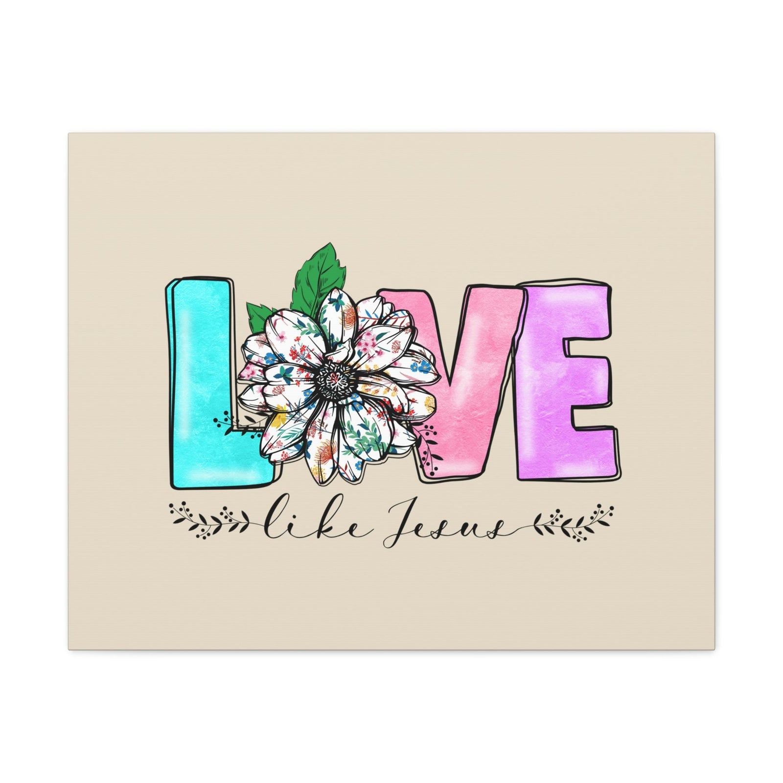 Scripture Walls Love Like Jesus Flower John 15:12 Bible Verse Canvas Christian Wall Art Ready to Hang Unframed-Express Your Love Gifts