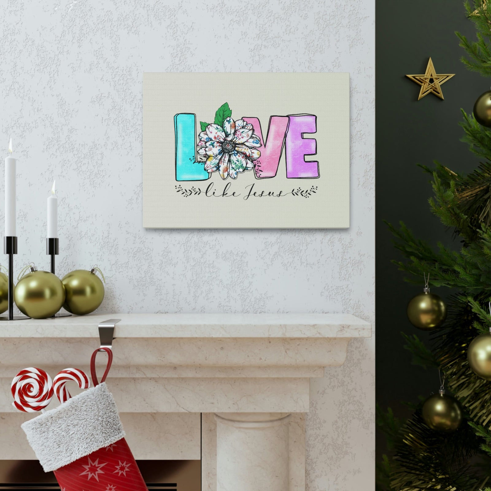 Scripture Walls Love Like Jesus Flower John 15:12 Bible Verse Canvas Christian Wall Art Ready to Hang Unframed-Express Your Love Gifts