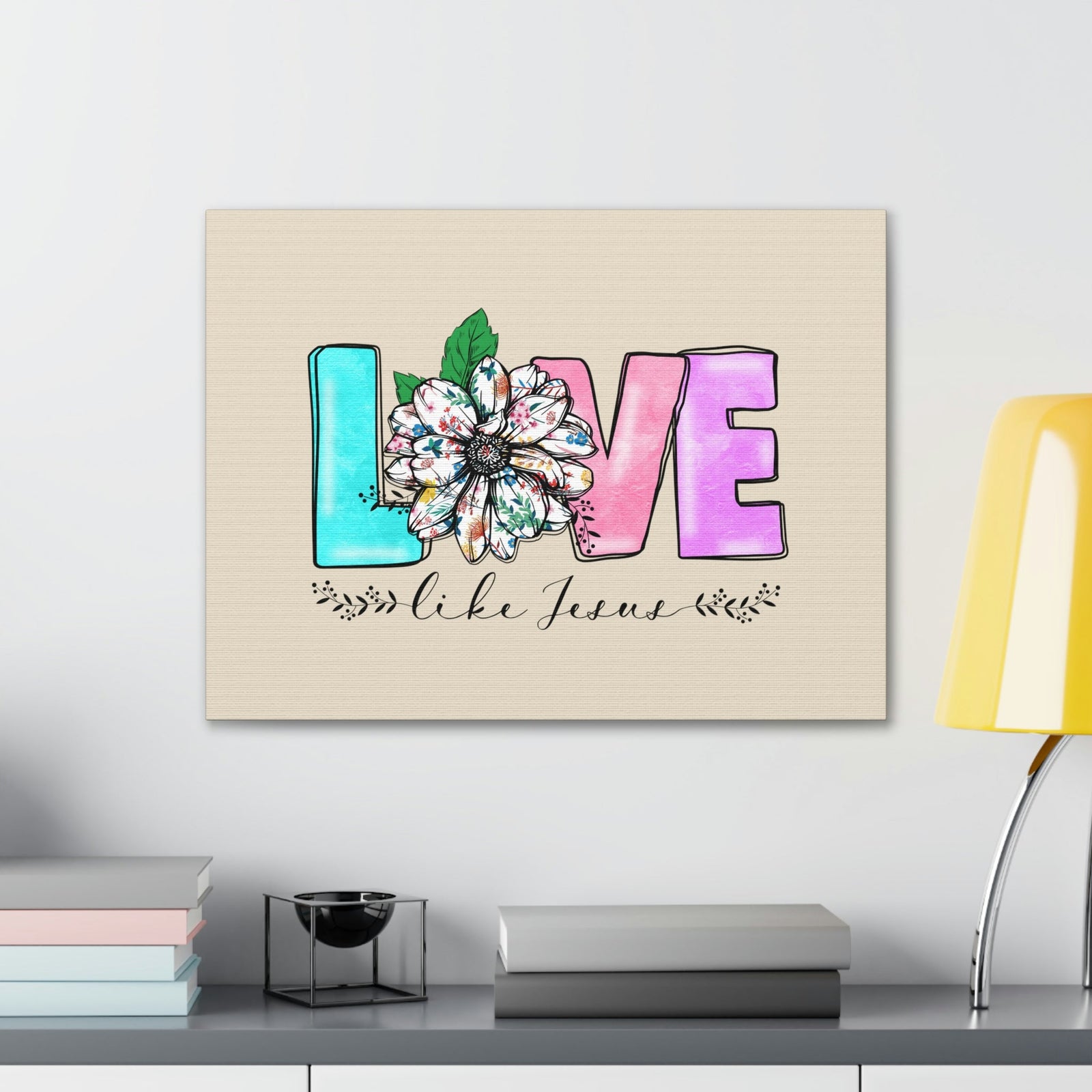 Scripture Walls Love Like Jesus Flower John 15:12 Bible Verse Canvas Christian Wall Art Ready to Hang Unframed-Express Your Love Gifts