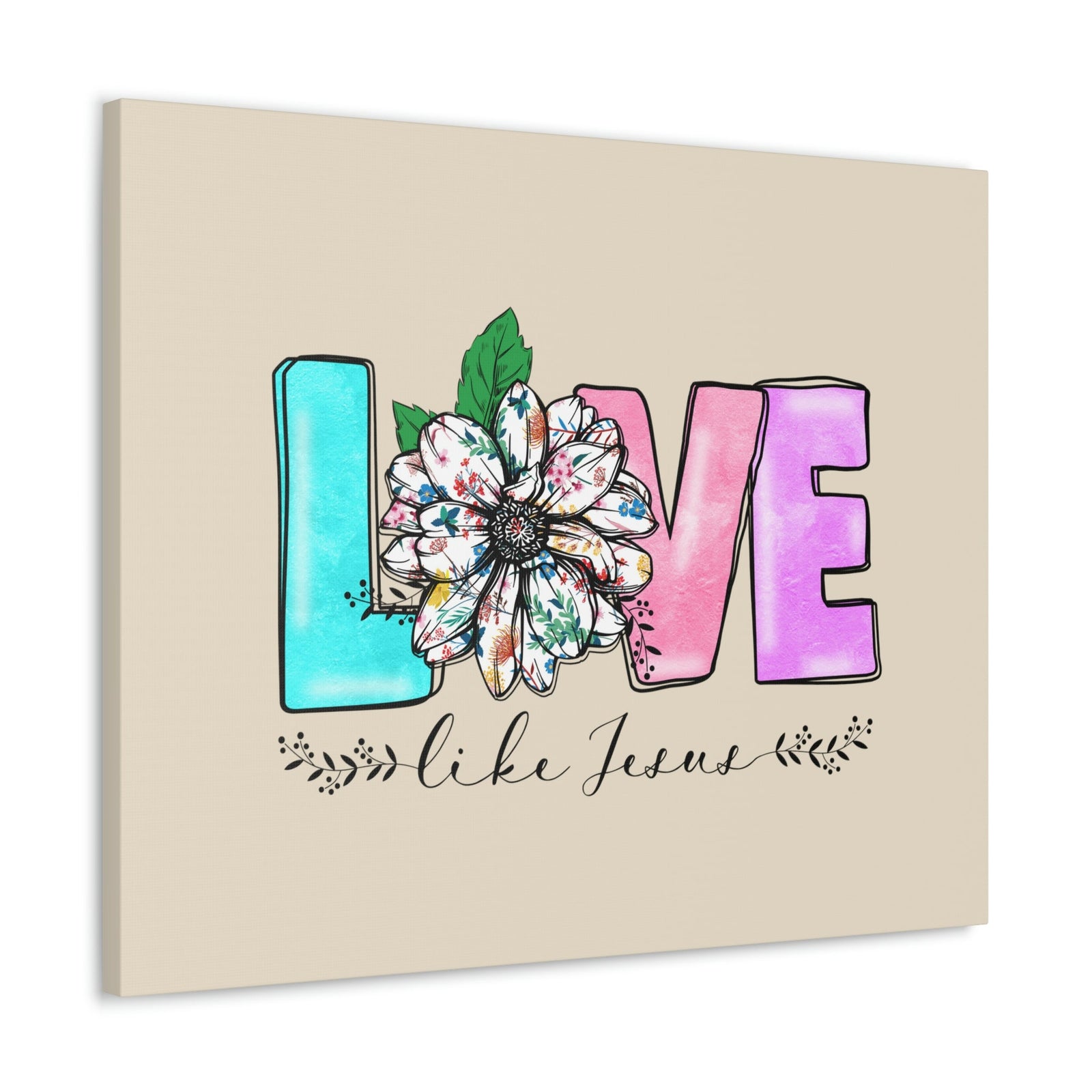 Scripture Walls Love Like Jesus Flower John 15:12 Bible Verse Canvas Christian Wall Art Ready to Hang Unframed-Express Your Love Gifts