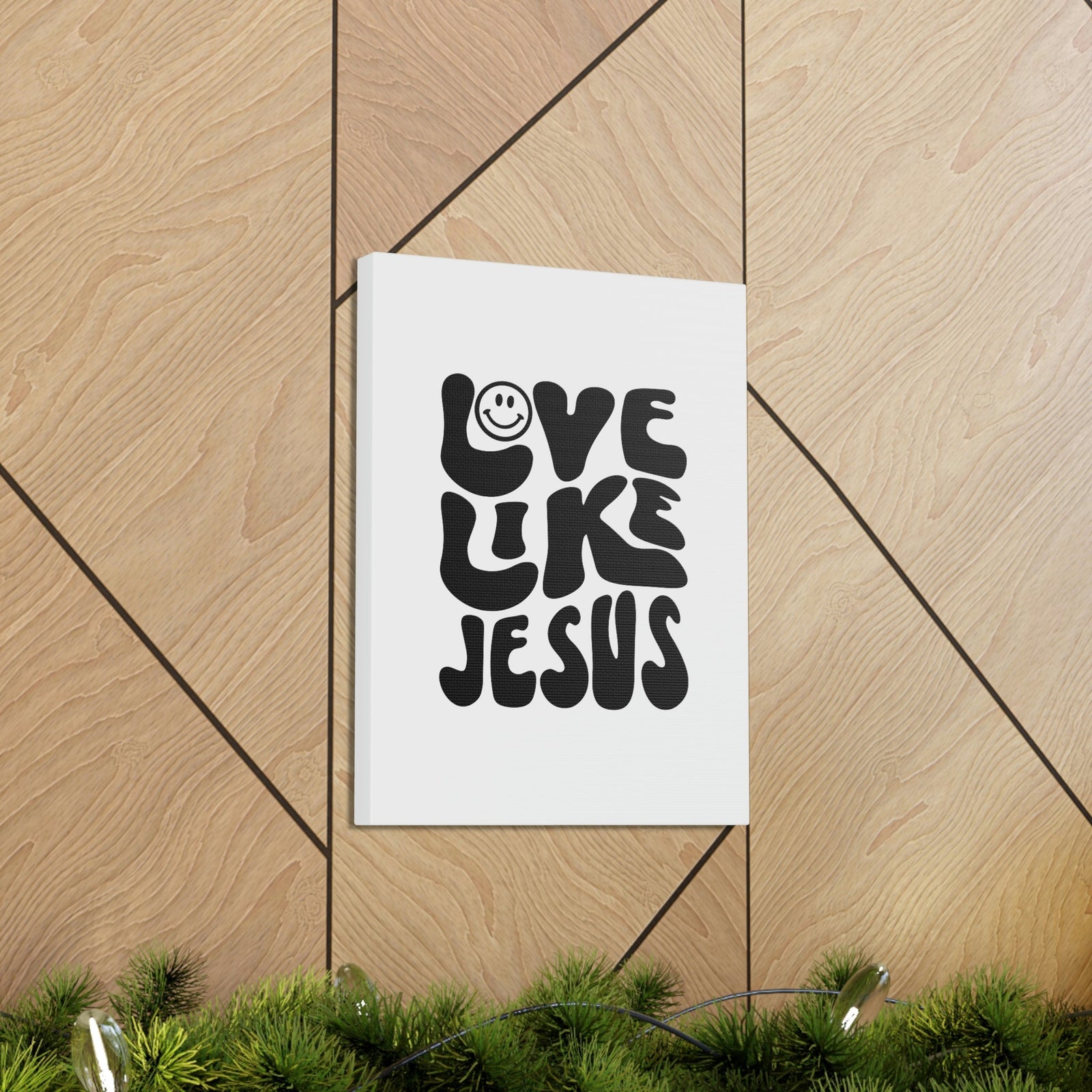 Scripture Walls Love Like Jesus John 15:12 Smiley Bible Verse Canvas Christian Wall Art Ready to Hang Unframed-Express Your Love Gifts