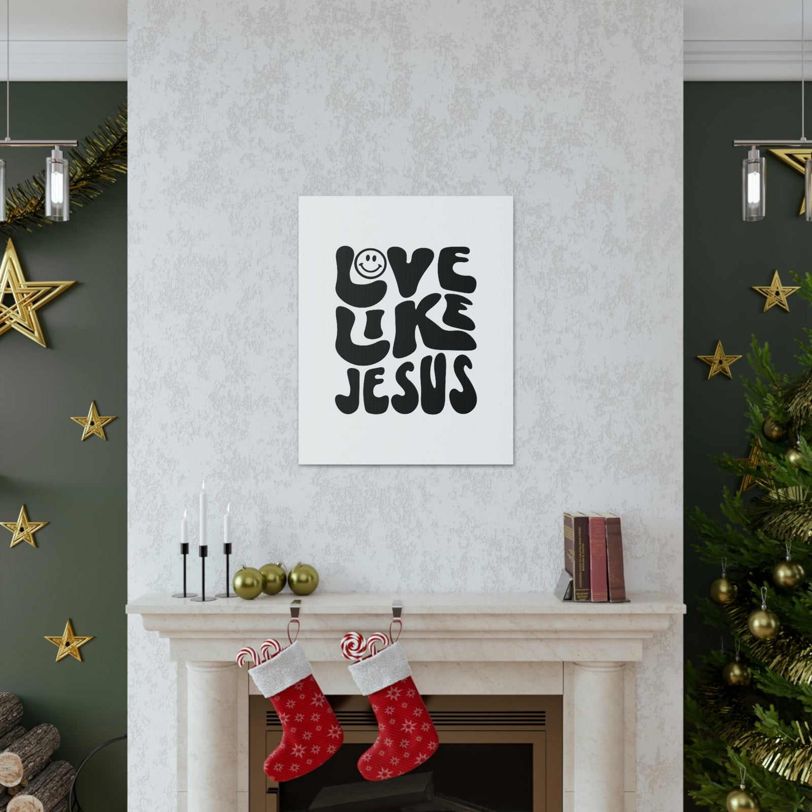 Scripture Walls Love Like Jesus John 15:12 Smiley Bible Verse Canvas Christian Wall Art Ready to Hang Unframed-Express Your Love Gifts