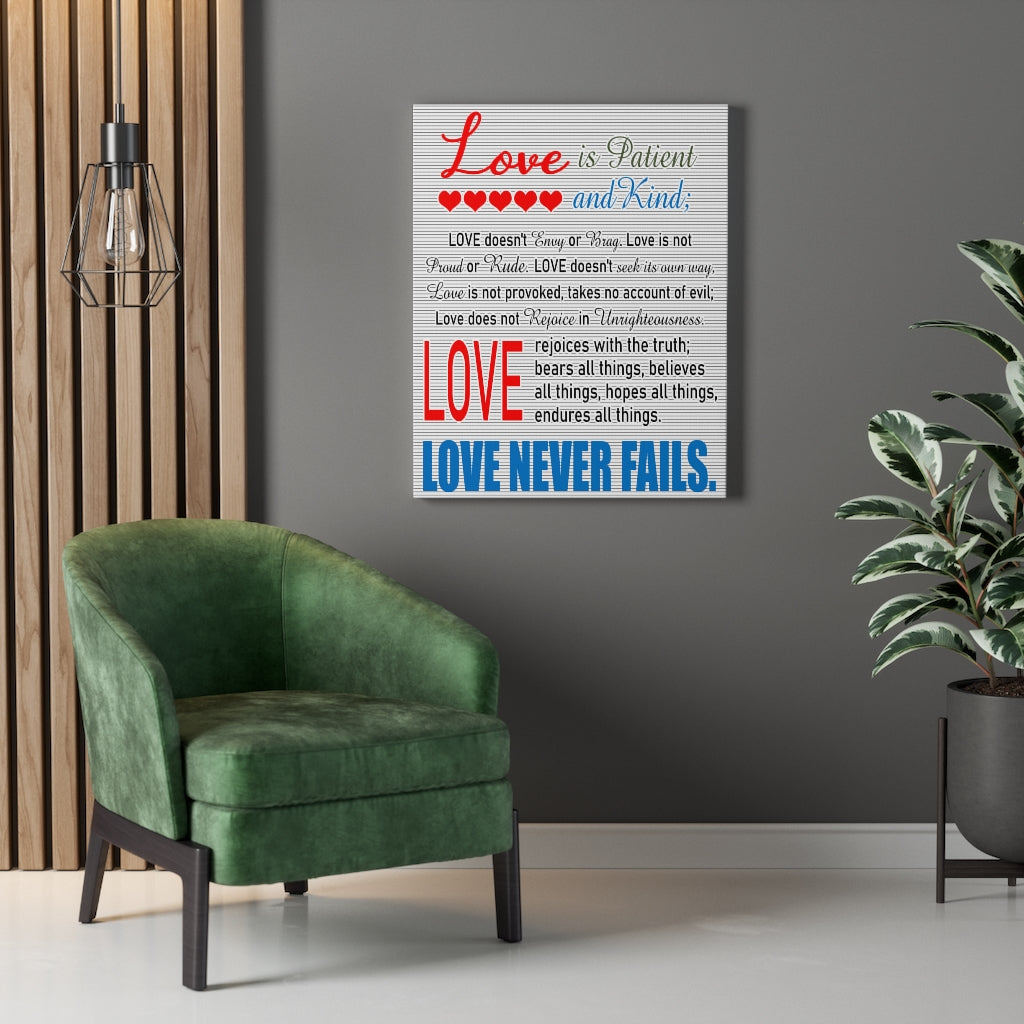 Scripture Walls Love Never Fails 1 Corinthians 13:4âÂÂ-â¬8 Bible Verse Canvas Christian Wall Art Ready to Hang Unframed-Express Your Love Gifts